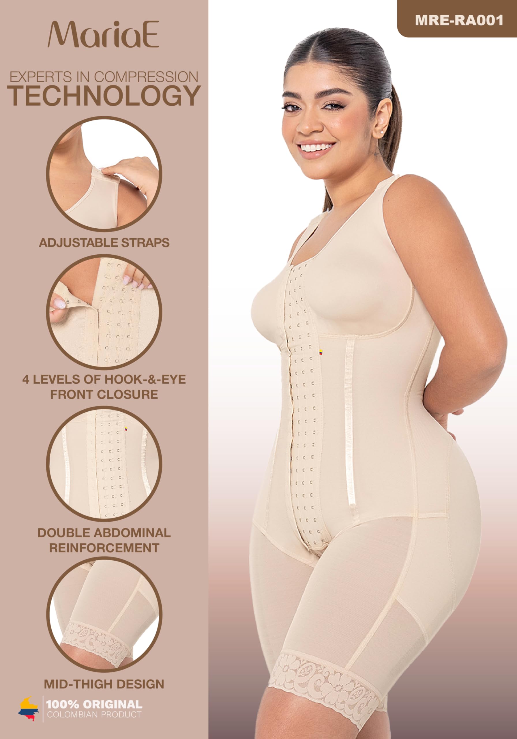 MARIAE STAGE 2 Post-Surgery Compression Garment - Tummy Tuck & Postpartum Girdle - Colombian Shapewear for Women - Recovery After C-Section or Abdominal Surgery