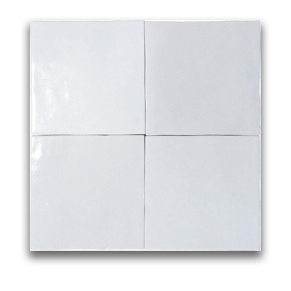 Premium Manara Clay Sahara White 100x100 Zellige Gloss Tile - Moroccan Style Ceramic Wall & Floor Tiles for Kitchen Backsplash, Bathroom, and Pool Design