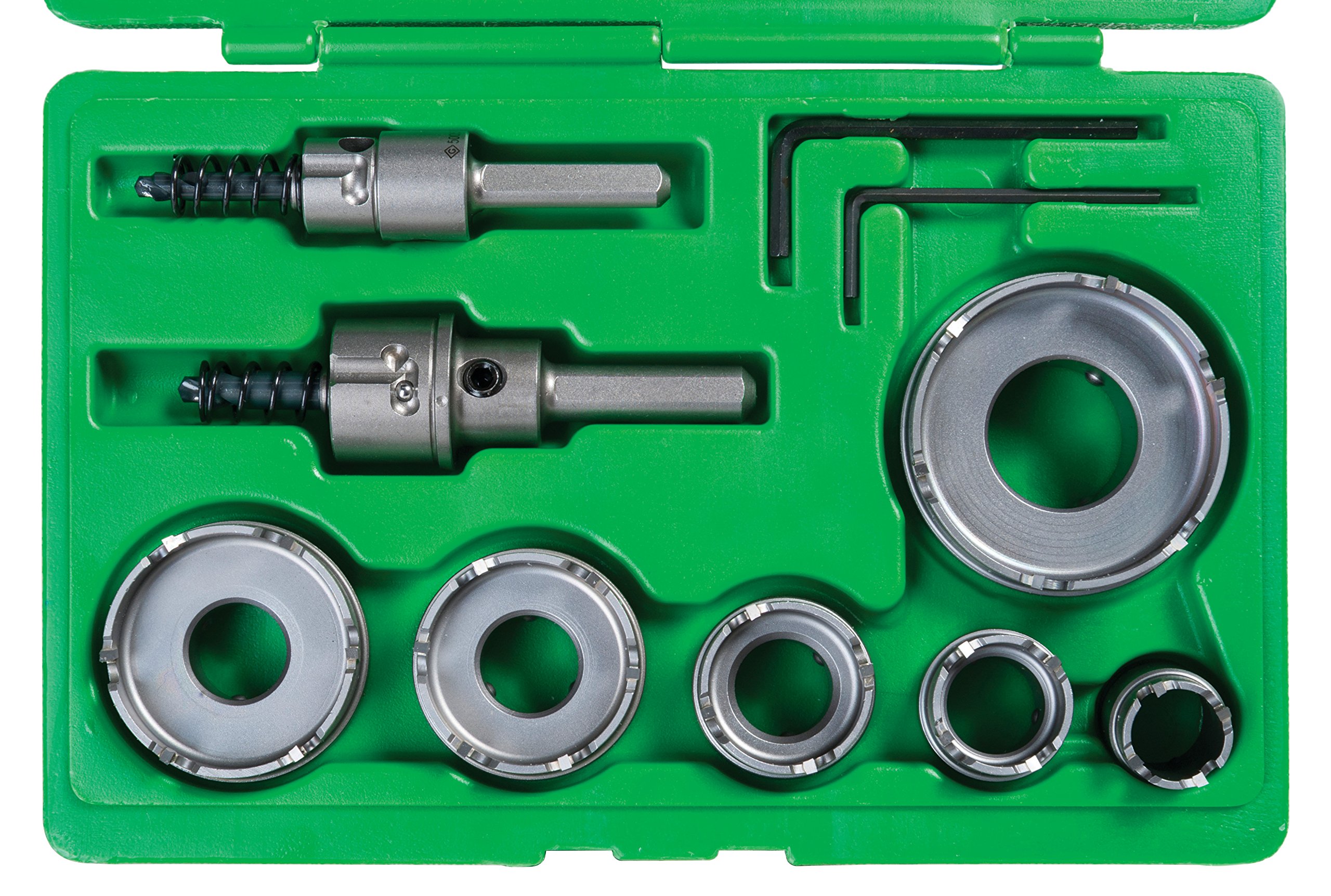 Greenlee 8-Piece Quick Change Carbide Hole Cutter Set for Metal, Wood, and Plastic - Ideal for Electricians, Plumbers, and DIY Projects