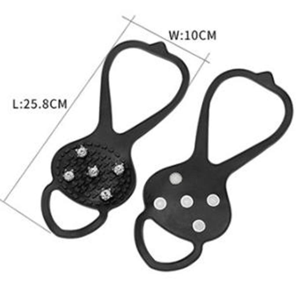1 Pair 5-Tooth Anti-Slip Ice Cleats - Flexible Snow Crampons for Hiking Boots | Winter Traction for Hiking, Climbing & Outdoor Adventures on Ice & Snow