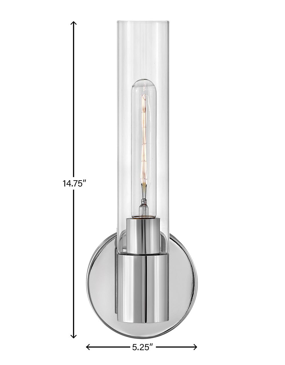 Lark Shea 85400CM Single Bathroom Vanity Light - Cylindrical Clear Glass Wall Sconce, Up or Down Mount - Chrome Finish for Bathroom, Powder Room, or Dressing Area Lighting