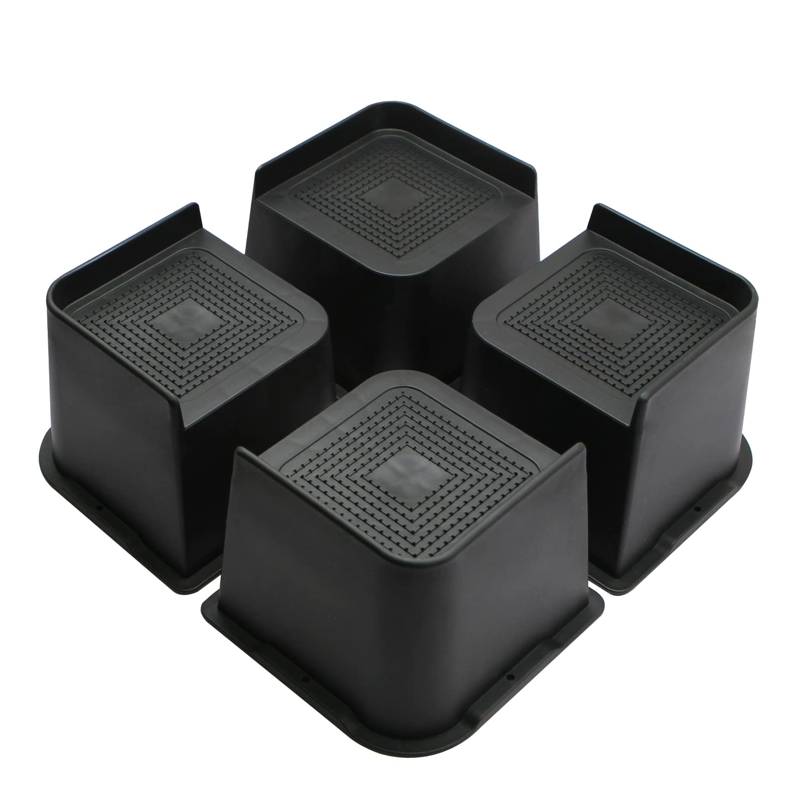 Heavy Duty Bed Risers 4 Pack - 4 Inch Furniture Risers for Couch, Sofa, Table & Chair - Supports Up to 6000 lbs - Extra Sturdy Oversized Lift - Perfect for Dorm Rooms, Home Office & Bedroom Furniture (Black)
