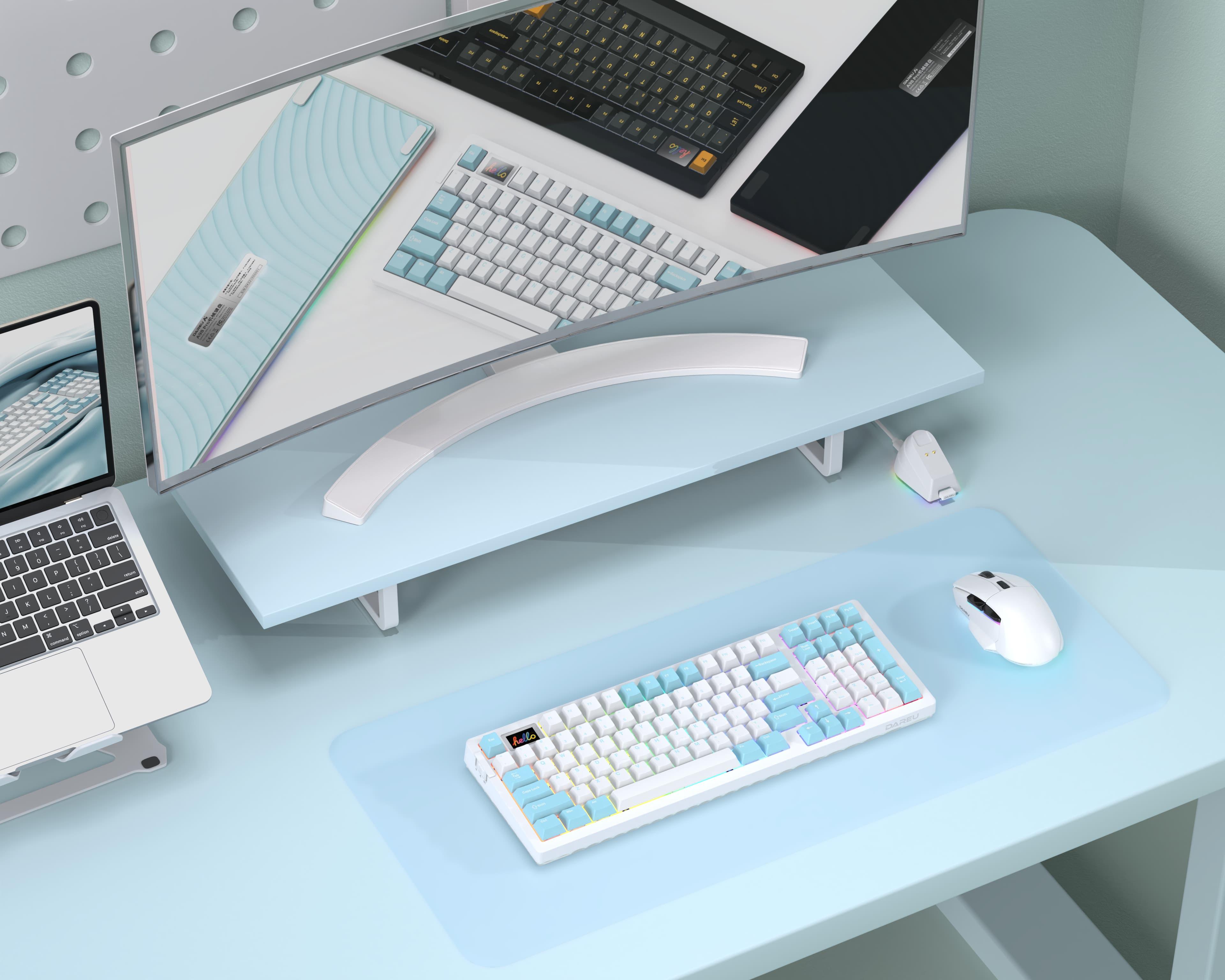 DAREU A98 PRO II Wireless Mechanical Keyboard - 98 Keys, RGB Backlit, Hot Swappable, OLED Display | Perfect for Gaming, Typing & Office Work