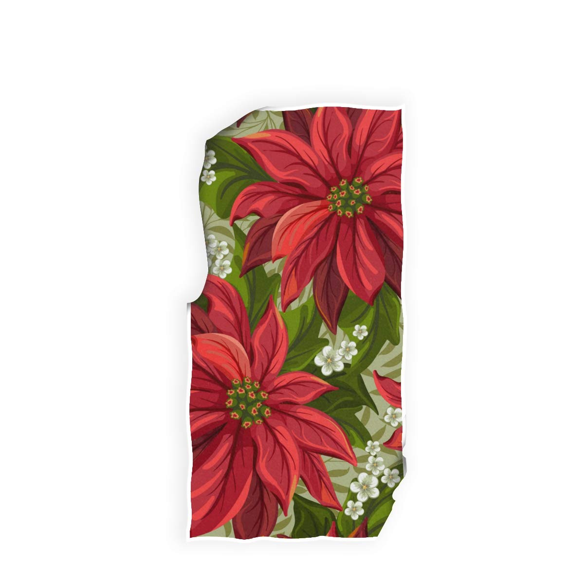 Premium Red Poinsettia Christmas Hand Towel Set - 30x15 Inch Soft Absorbent Bath Towels for Holiday Home Decor, Kitchen & Guest Bathroom
