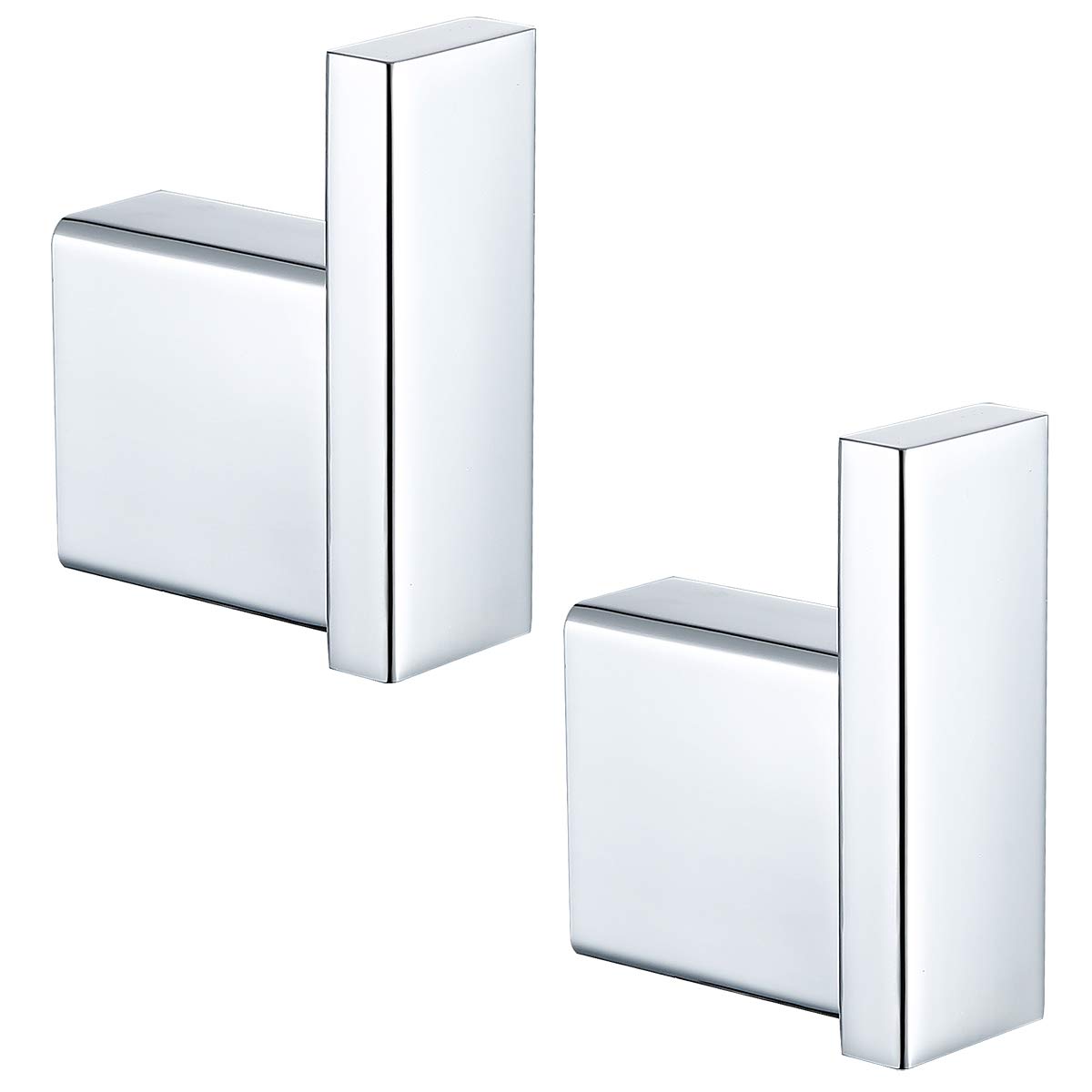 Stainless Steel Towel Hooks 2 Pack - 304 Grade Square Chrome Coat Hooks for Bathroom, Kitchen & Hotel - Wall Mounted Contemporary Hardware Accessories - Perfect for Hanging Towels, Robes & Clothes in Home or Commercial Spaces