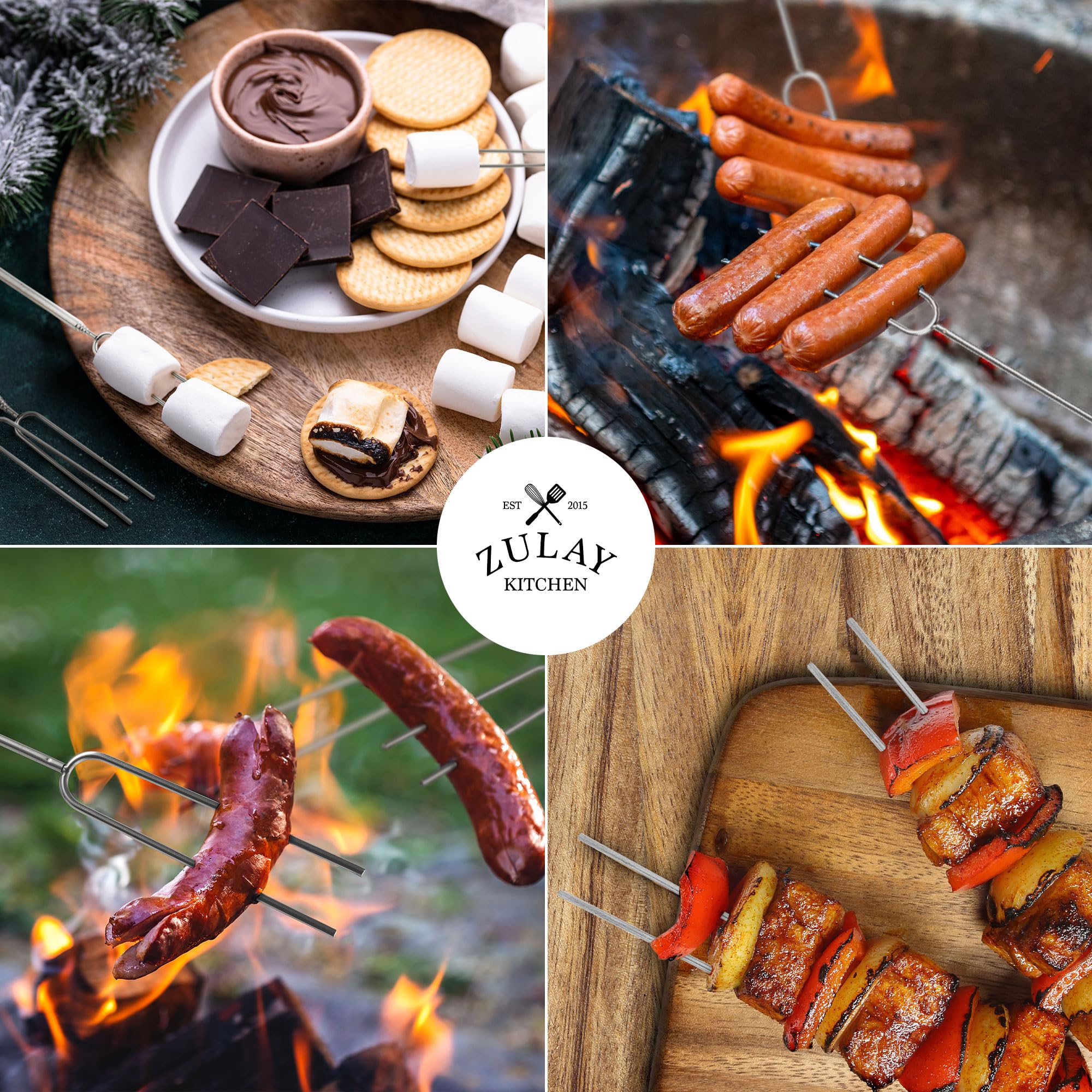 Zulay Kitchen 6-Pack Extendable Smores Sticks for Fire Pit - 32