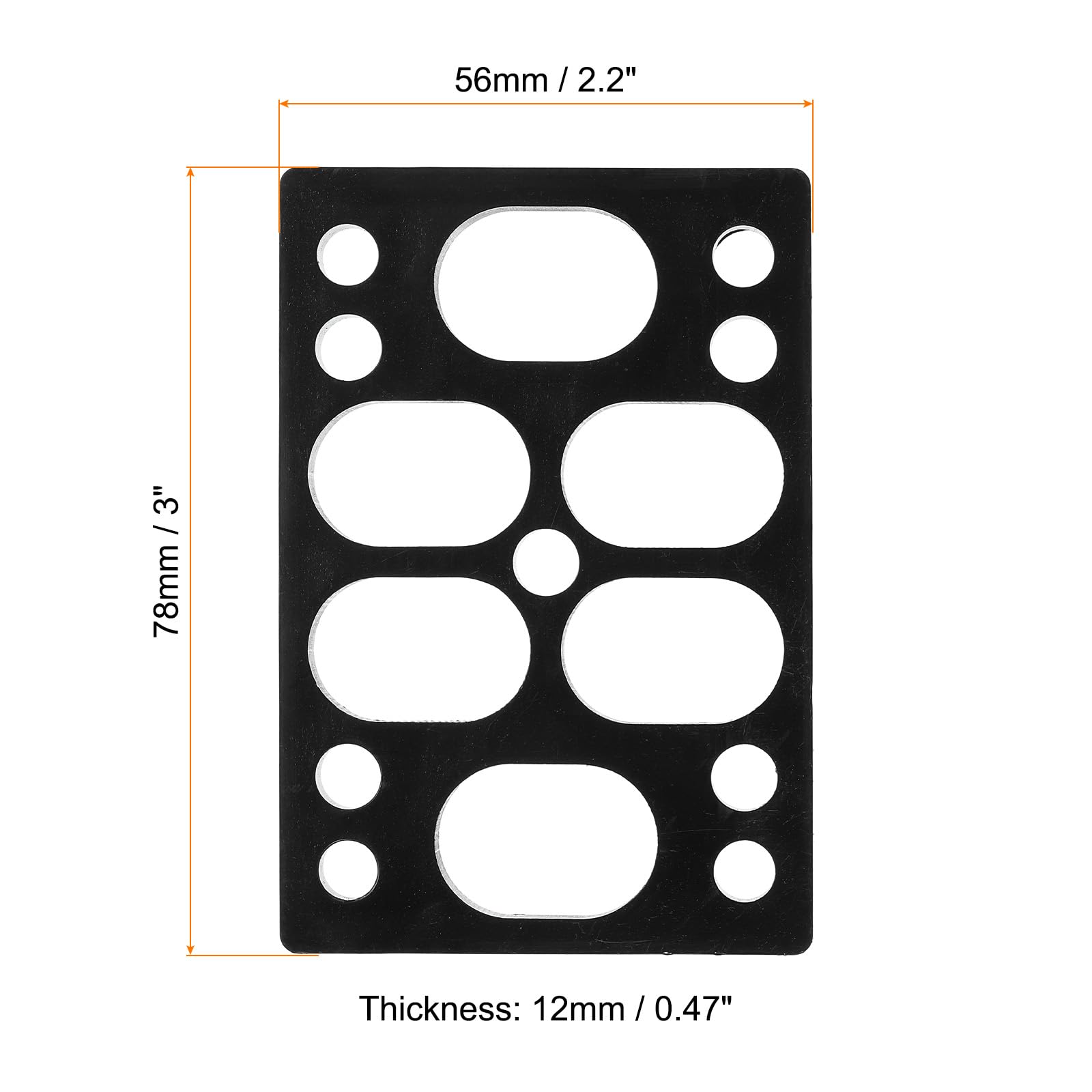 PATIKIL 1/2 Inch (12mm) Skateboard Riser Pads - 10 Pack Shock Absorbing Plastic Wedge Pads for Skateboard Trucks - Reduce Vibration & Improve Ride - Perfect for Street Skating, Longboarding & Cruising - Black