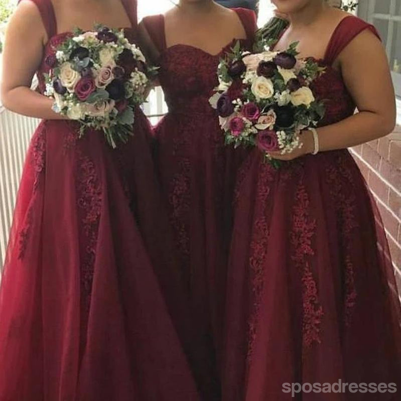 Affordable Burgundy Tulle Long Wedding Party Dresses for Brides & Bridesmaids | Elegant Formal Gowns WG161 | Perfect for Weddings, Prom, Evening Galas & Special Occasions