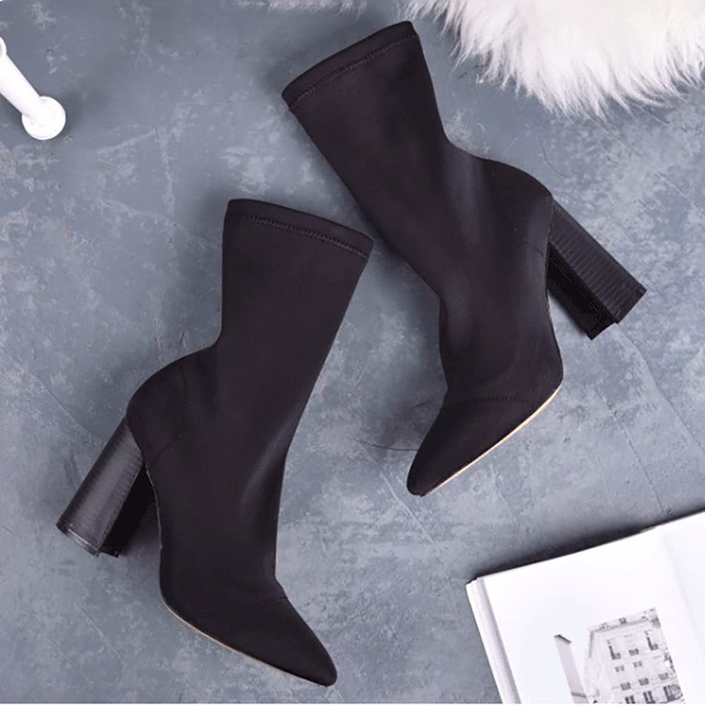 Stylish Women's Pointed Toe Ankle Boots with Elastic High Heels - Sexy Sock Booties for Women | Perfect for Office, Party & Night Out