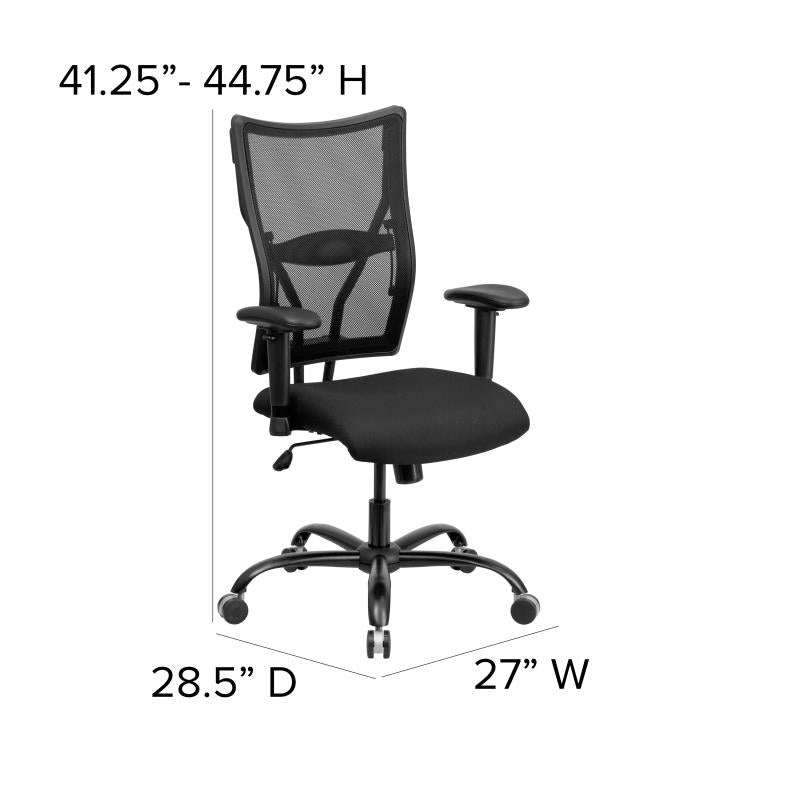 Hercules Black Mesh Executive Swivel Ergonomic Office Chair with Adjustable Arms - Heavy Duty 400 lb Weight Capacity - Perfect for Home Office, Gaming & Workspace Comfort