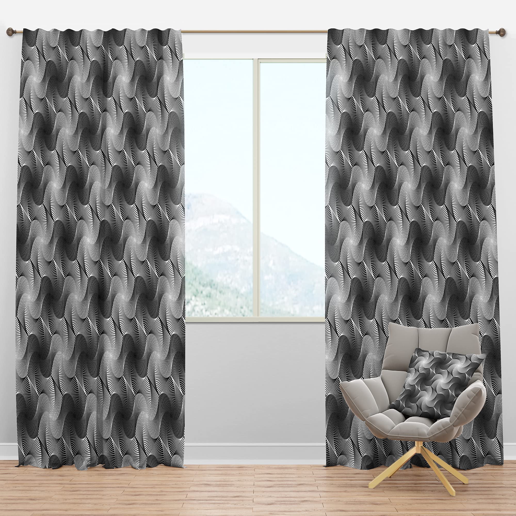 DesignQ Blackout Curtains - Monochrome Hexagon Geometric Pattern Thermal Insulated Window Drapes for Bedroom & Living Room (Single Panel 52x120 inches) - Perfect for Home Decor, Privacy & Light Control