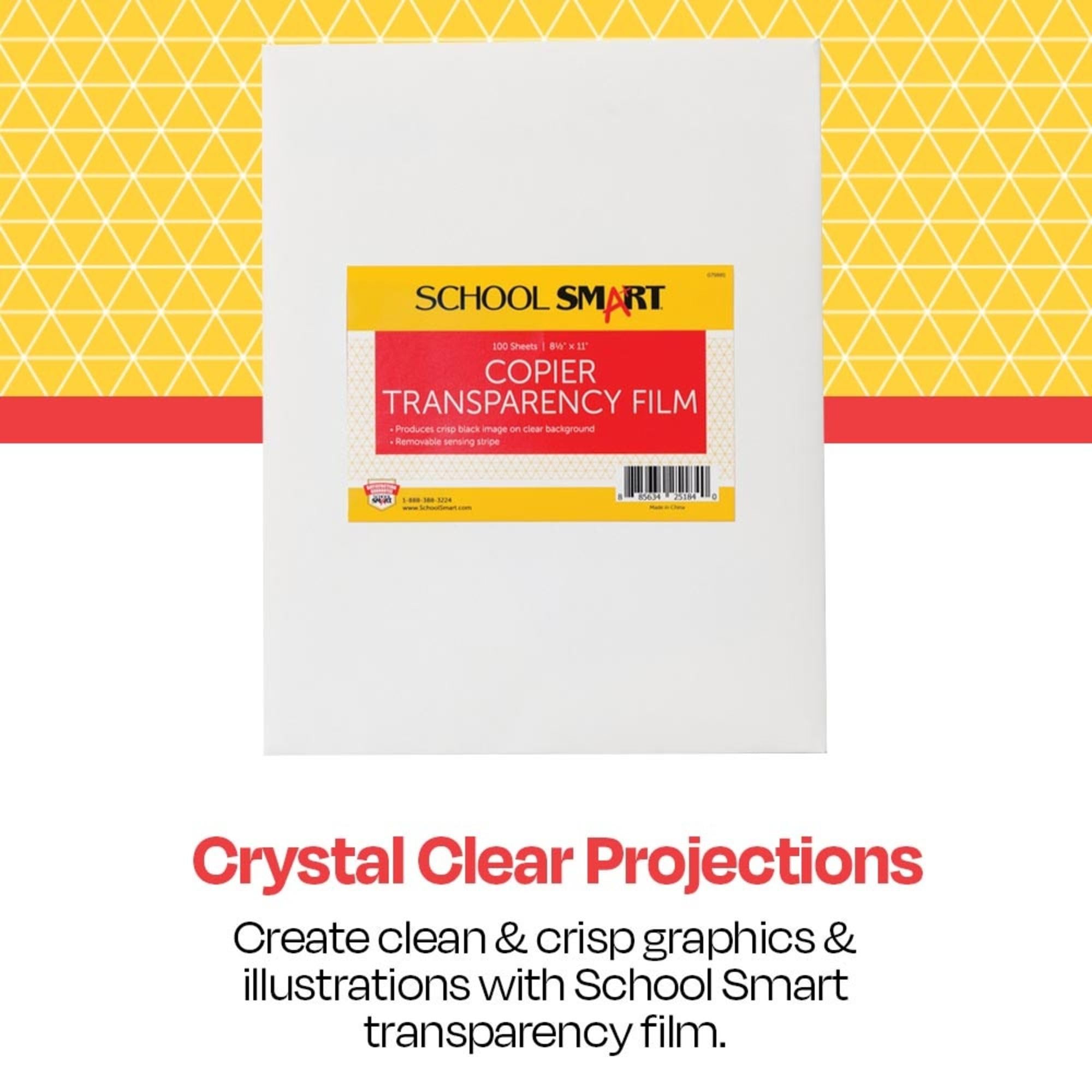 School Smart Copier Transparency Film - 8.5 x 11 Inches, 100 Sheets Pack - Ideal for Overhead Projectors, Presentations, and Classroom Activities