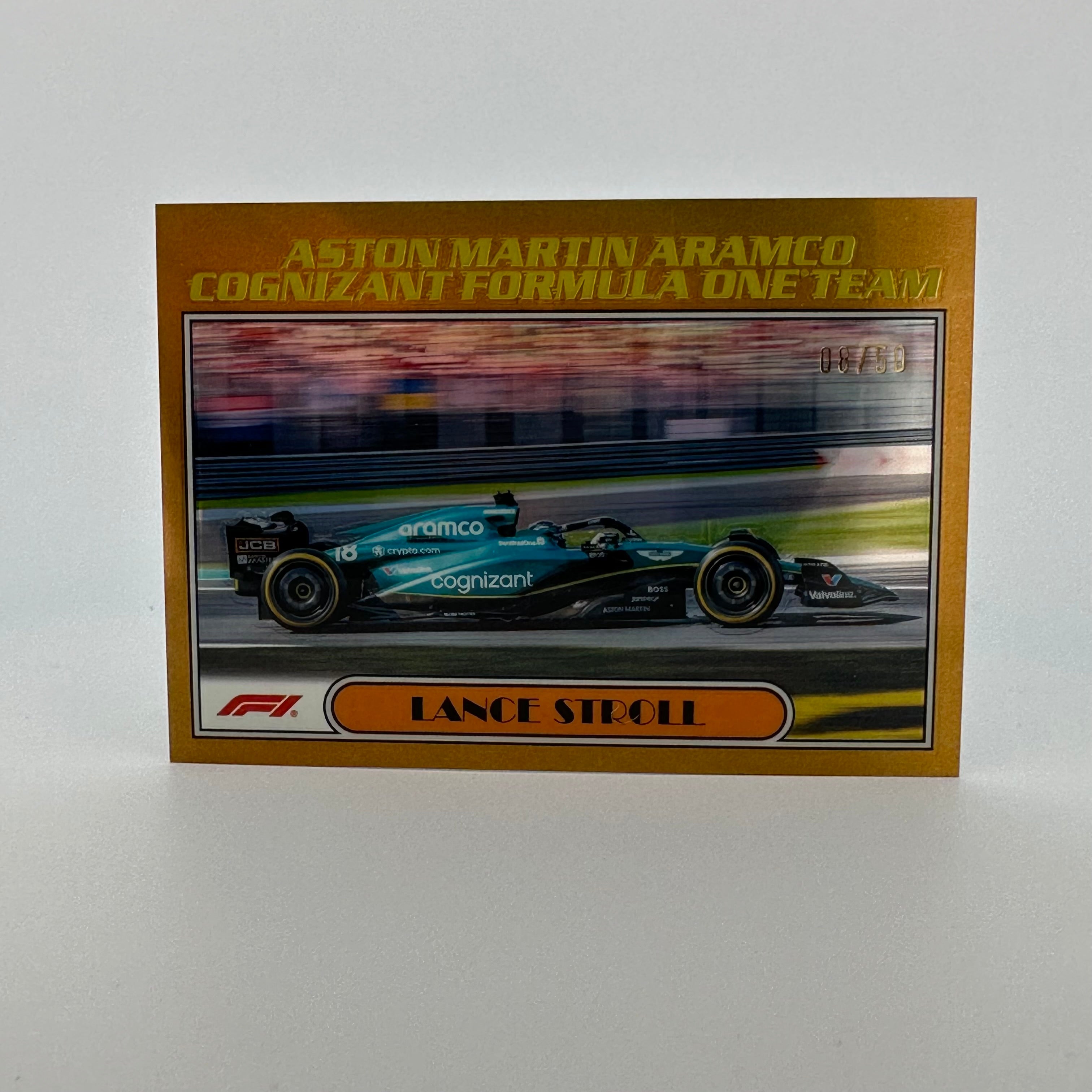 2023 Topps Chrome Formula 1 Lance Stroll #AU77 Gold Refractor 8/50 - F1 Racing Collectible Card for Fans & Sports Memorabilia Enthusiasts