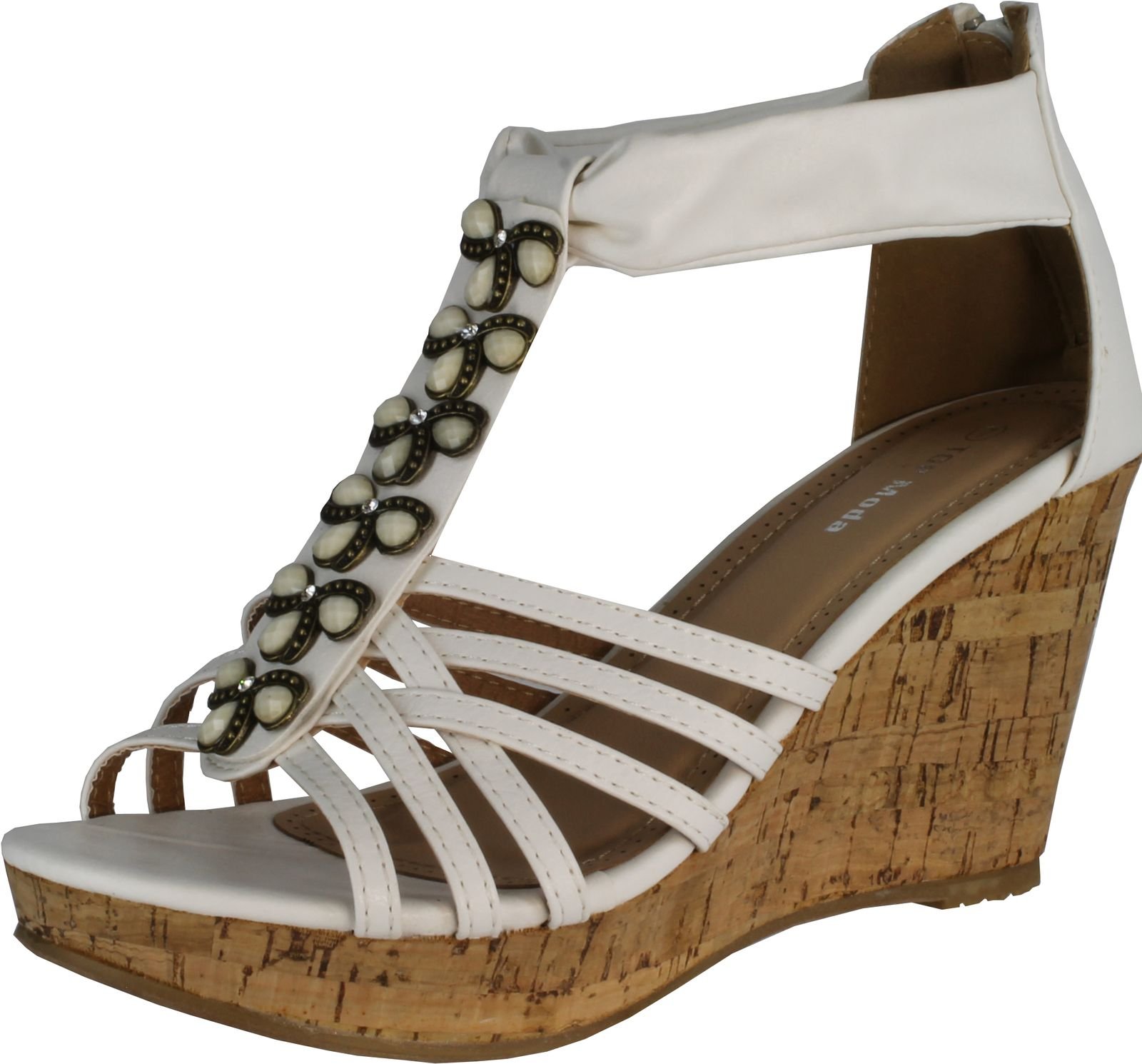 TOP Moda Women's DS-6 Comfortable Wedge Sandals for Summer - Casual & Dressy Slip-On Shoes for Beach, Party, and Everyday Wear