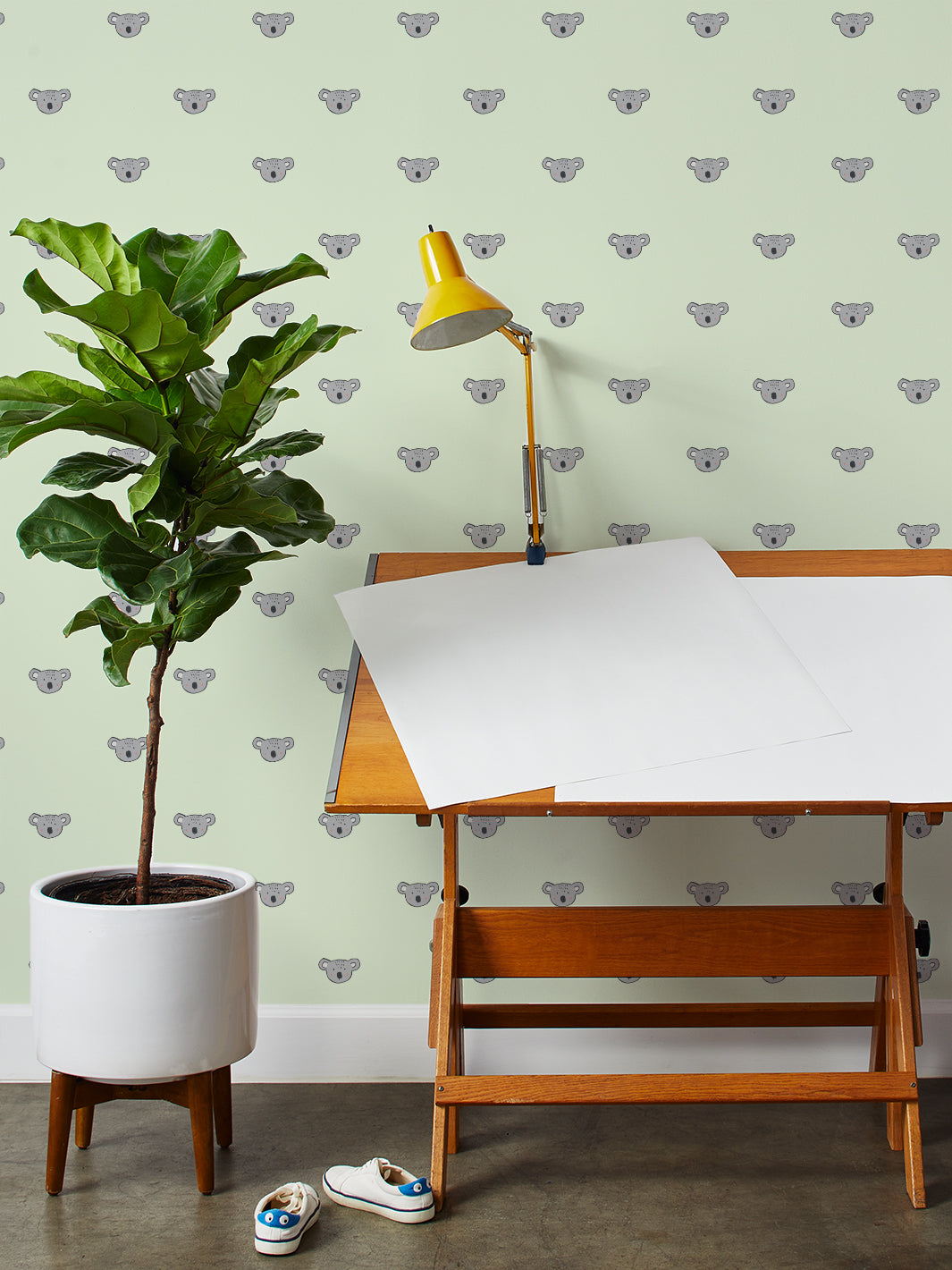 Koala Wallpaper by Tea Collection in Pistachio Green - Perfect for Nursery, Kids Room & Wildlife Themed Decor