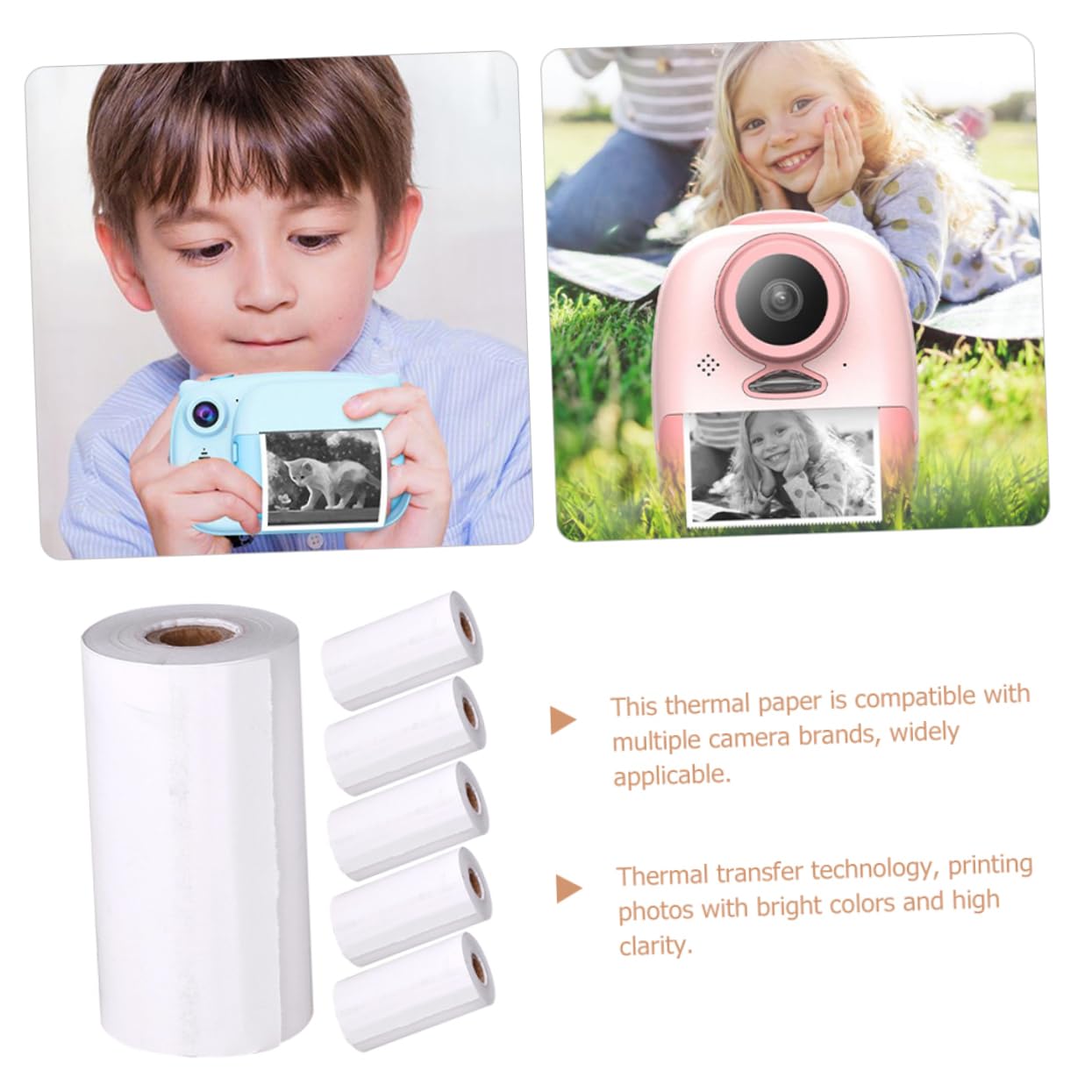 Gatuida 6 Rolls Thermal Printing Paper for Kids Instant Camera - Sensitive Replacement Paper & Transfer Paper Accessory - Perfect for Birthday Gifts, Party Favors, and Creative Photography Fun
