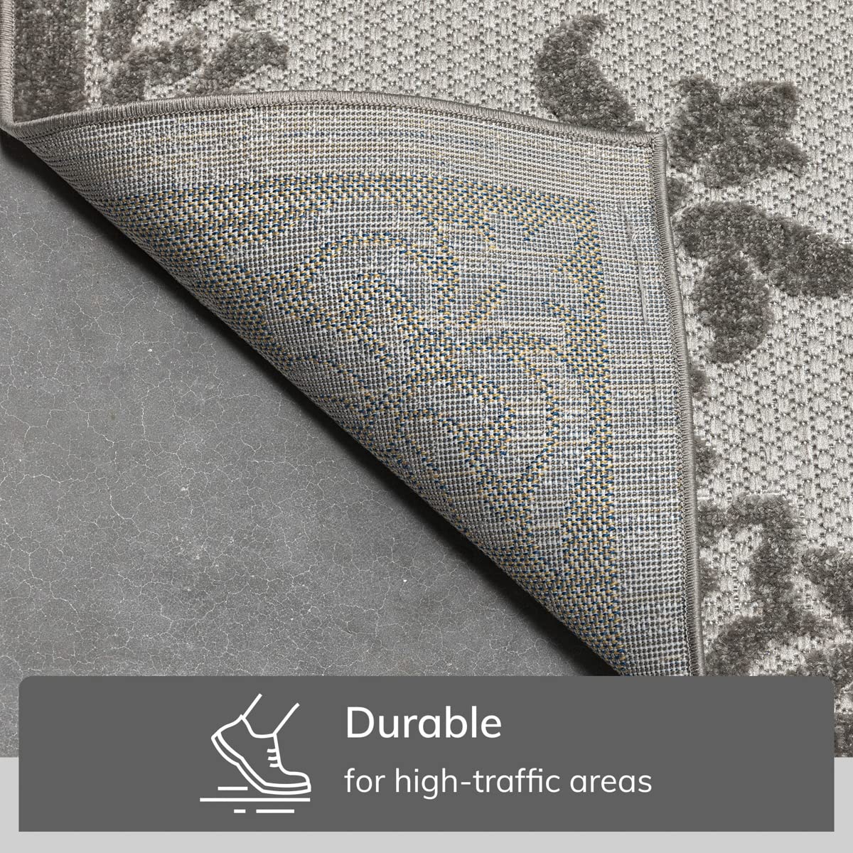 Well Woven Arid Grey Oriental Medallion Indoor/Outdoor High-Low Pile Area Rug 7'10