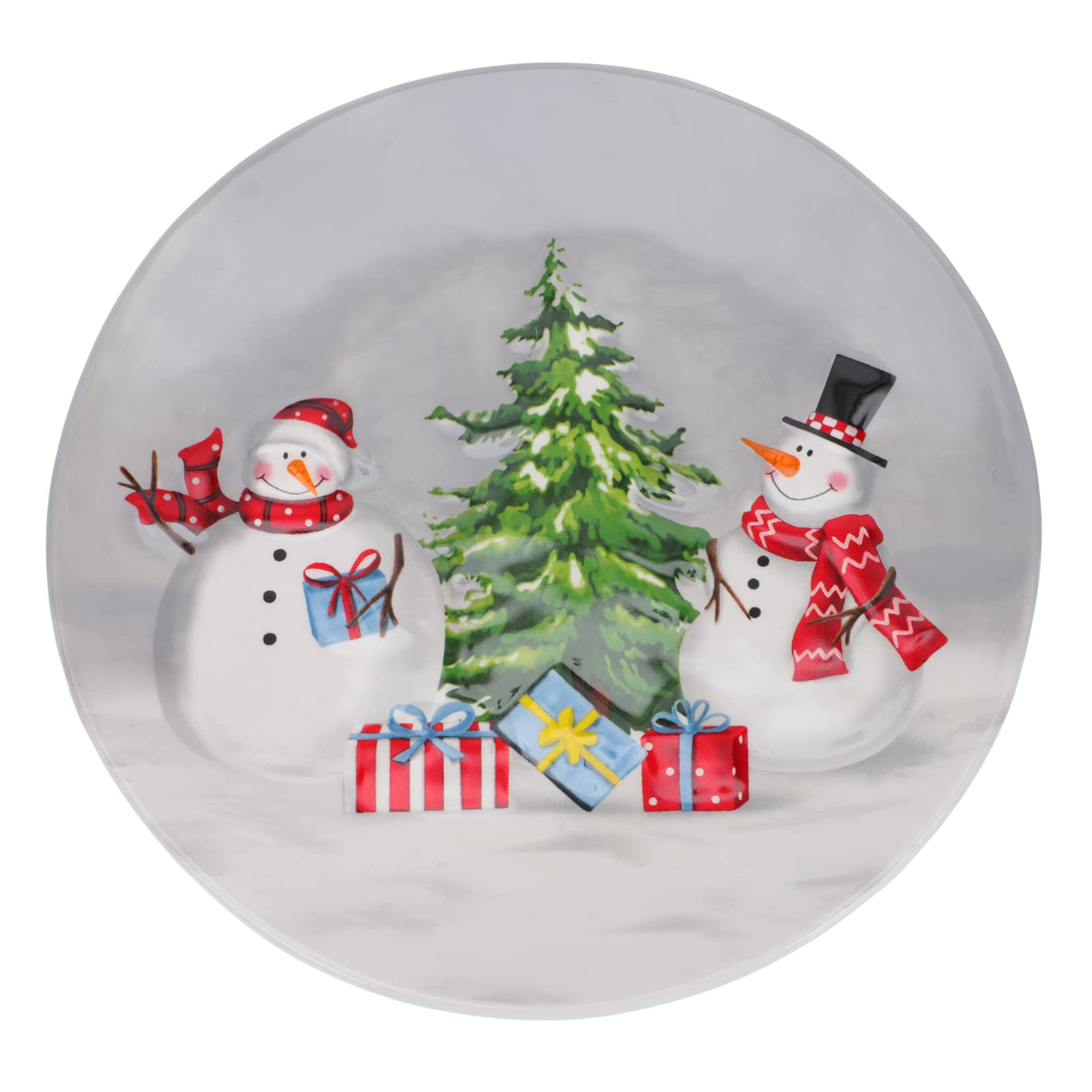 DOITOOL Christmas Dinner Plates Set - 10.5 Inch Ceramic Xmas Tree & Snowman Themed Salad Appetizer Dessert Plates for Holiday Parties, Snack Serving, and Festive Table Decorations - Perfect for Christmas Dinner, Family Gatherings, and Holiday Entertaining