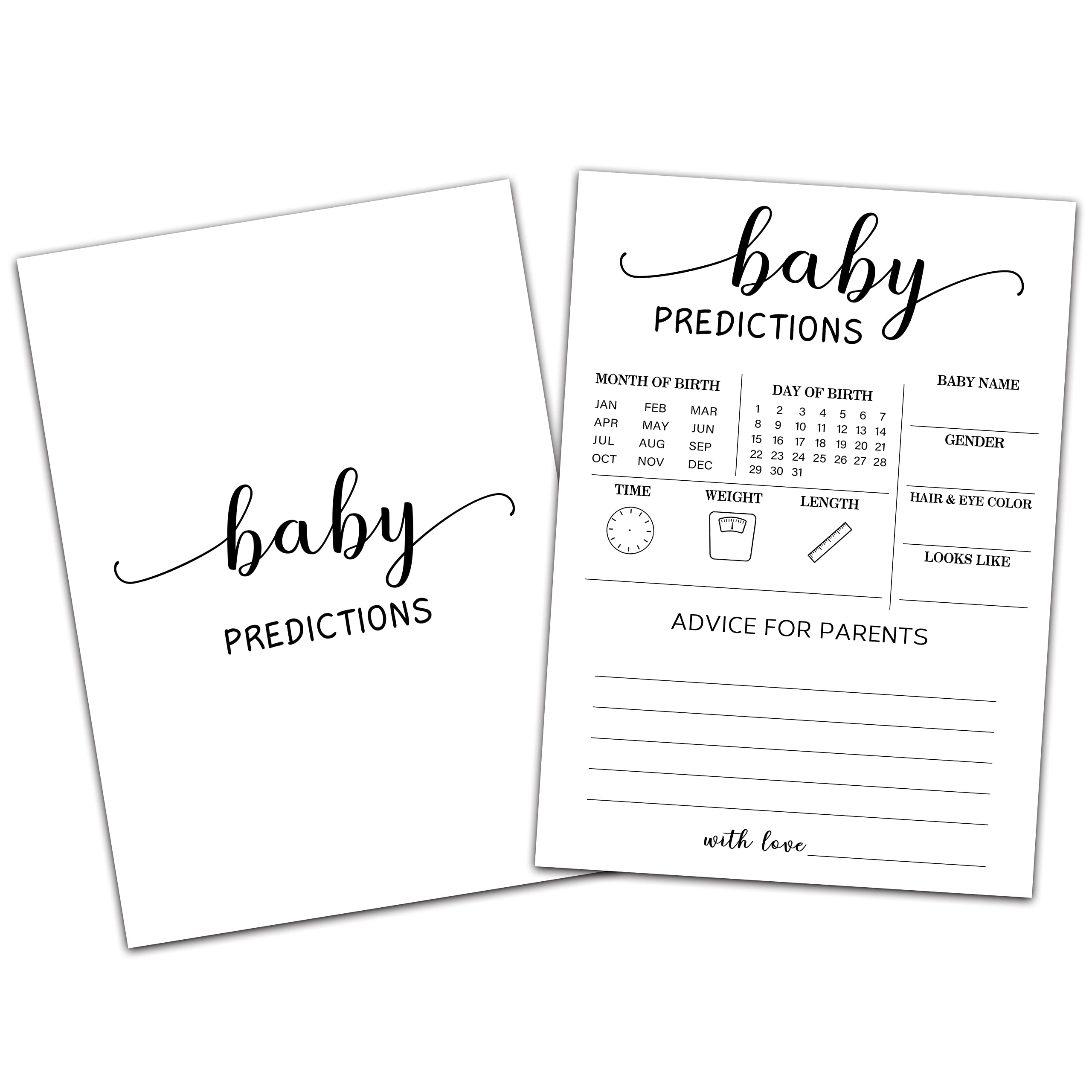 WwongxianB Gender Reveal Prediction Cards - 30 Unique Neutral Gender Shower Party Game Cards for Adults | Fun Baby Shower Game for Gender Reveal Parties & Celebrations (BBGAME 004)
