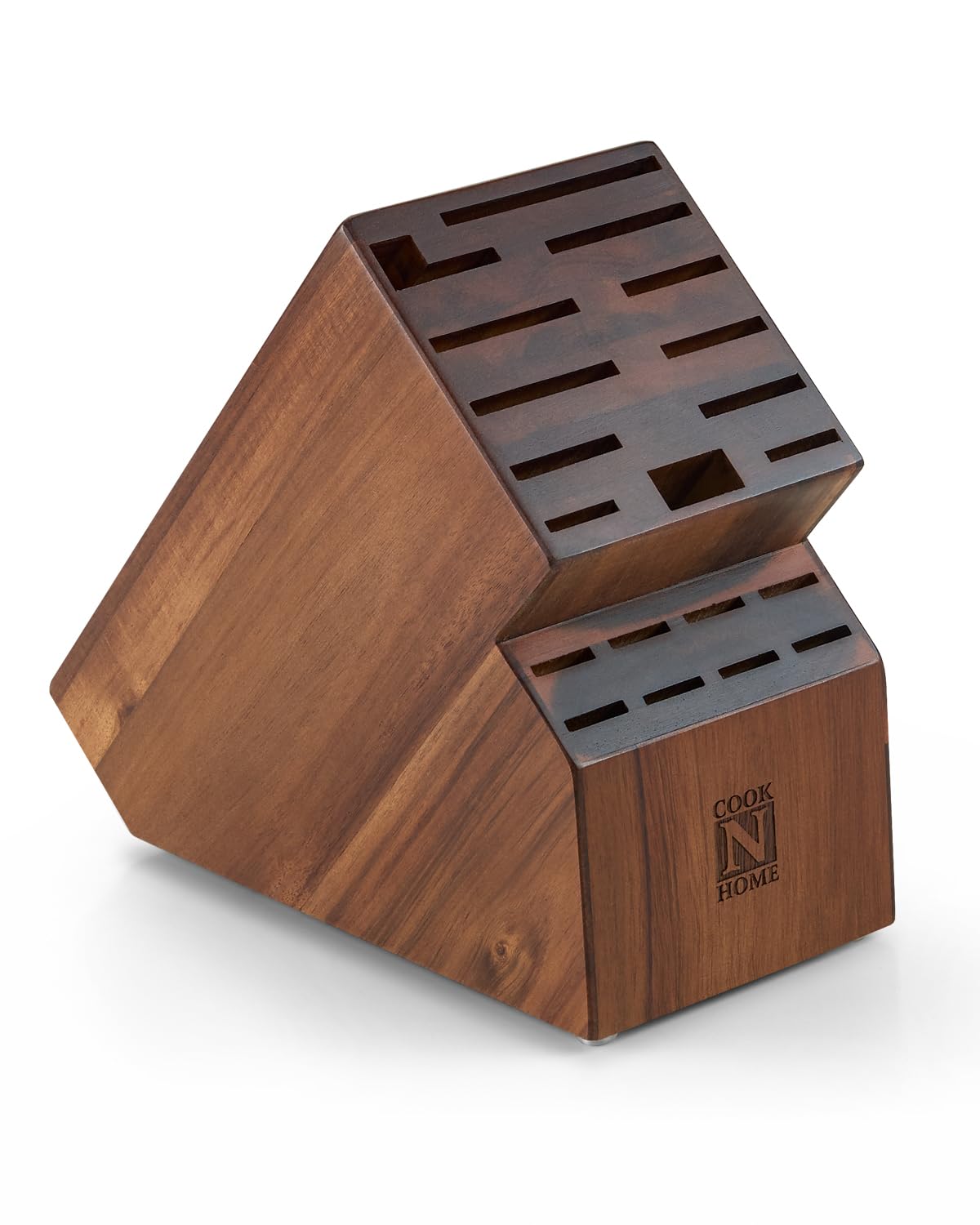 Cook N Home 20-Slot Acacia Wood Knife Block - Universal Countertop Knife Holder & Butcher Block Stand for Kitchen Storage | Perfect for Chefs, Home Cooks & Kitchen Organization