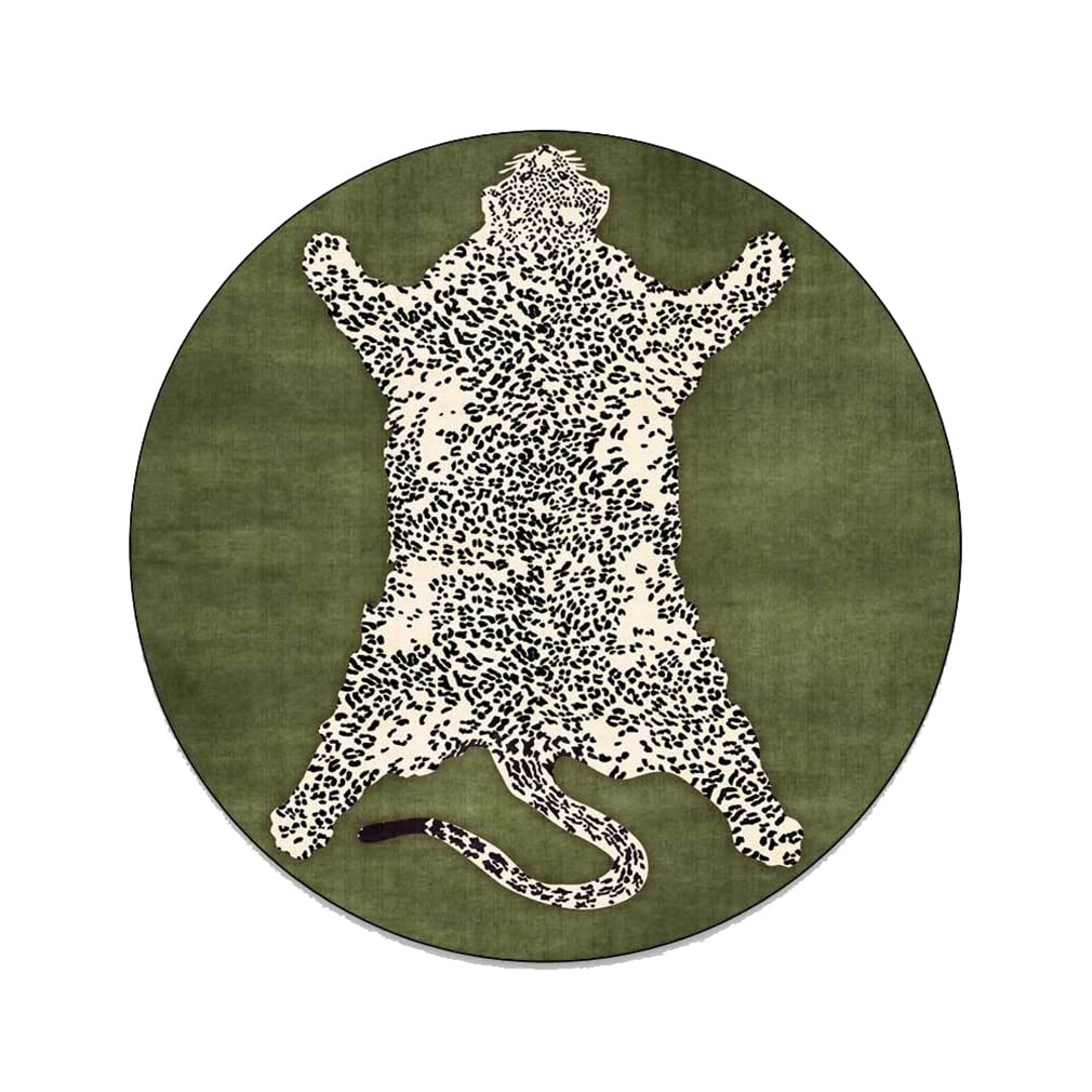 Vintage Tiger Print Round Area Rug - 5.2'x5.2' Non-Slip Boho Chic Carpet for Farmhouse, Living Room, Bedroom & Outdoor Decor | Indoor/Outdoor Door Mat Perfect for Cozy Home, Patio & Courtyard Use