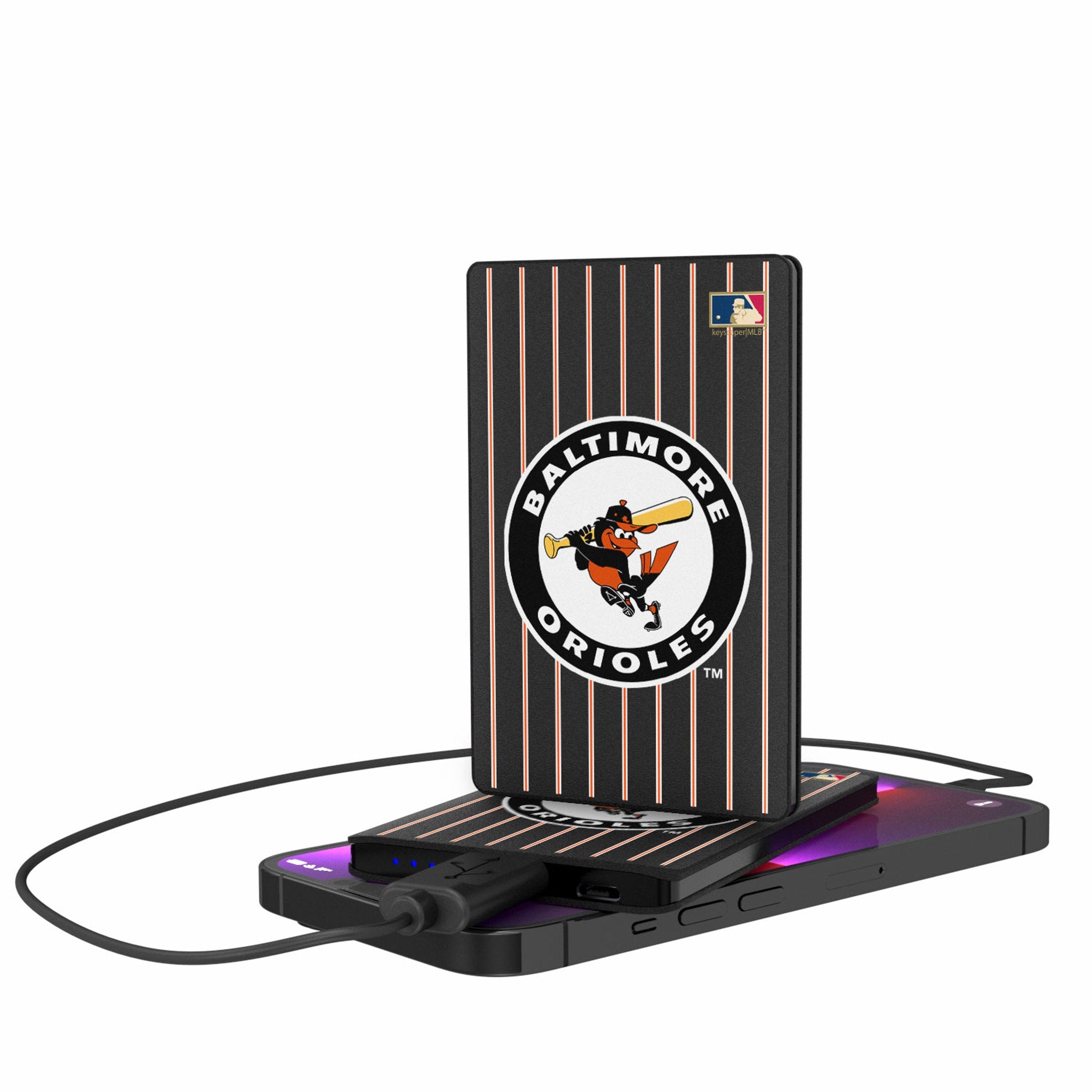Baltimore Orioles 1966-1969 Cooperstown Collection Pinstripe 2500mAh Portable Charger Power Bank - Perfect for Baseball Fans, Travel & Emergency Phone Charging