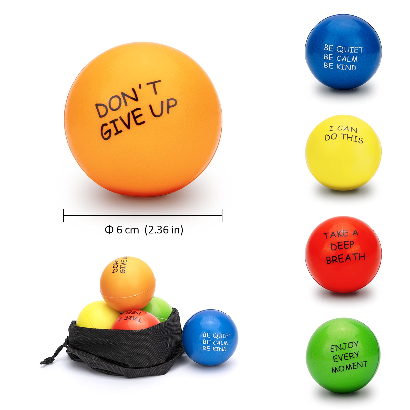 10-Pack Motivational Stress Relief Balls for Adults & Kids - Giant Squishy Hand Exercise Balls, Anxiety Fidget Toys for Anger Management - Perfect for Office, School, and Home Stress Relief