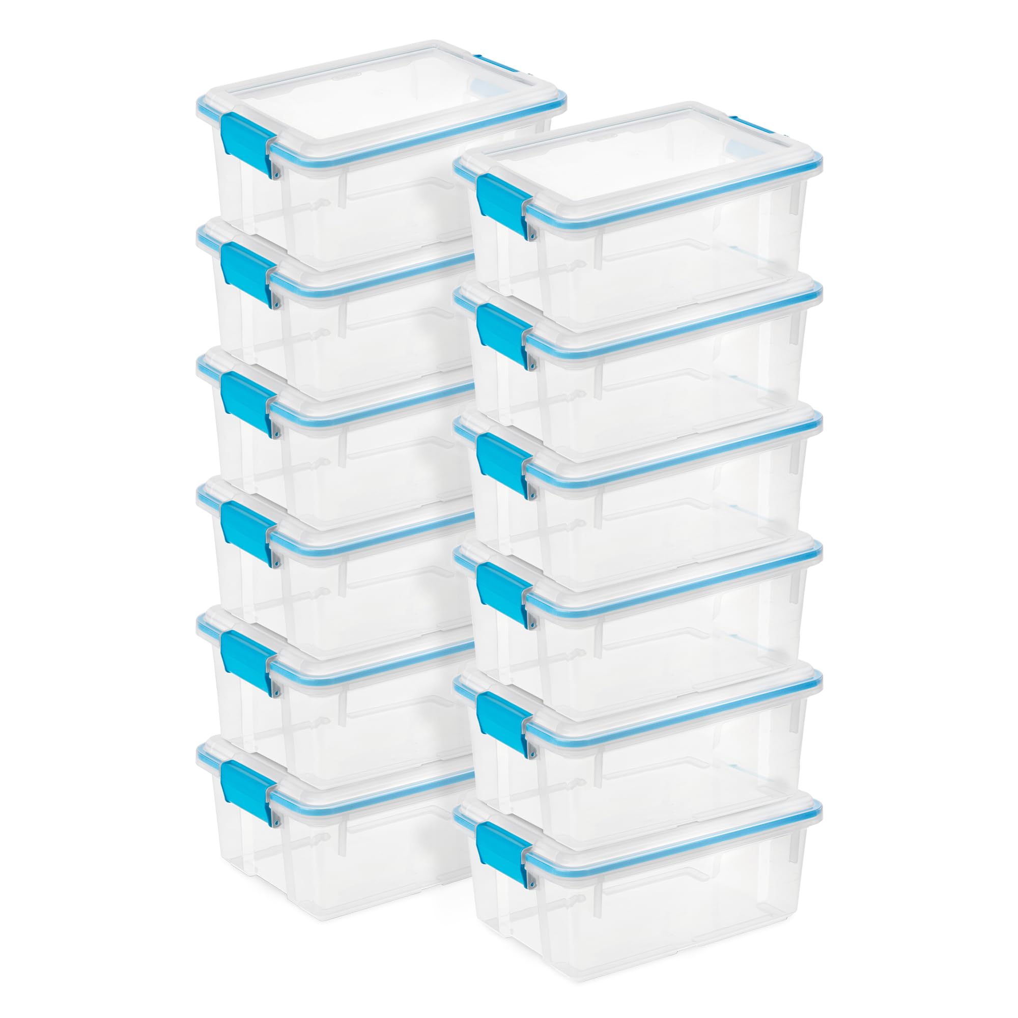 Sterilite 12-Pack 12 Quart Clear Plastic Storage Bins with Latching Lids - Airtight, Weatherproof & Stackable Organizer for Home, Office, Garage or Camping Supplies