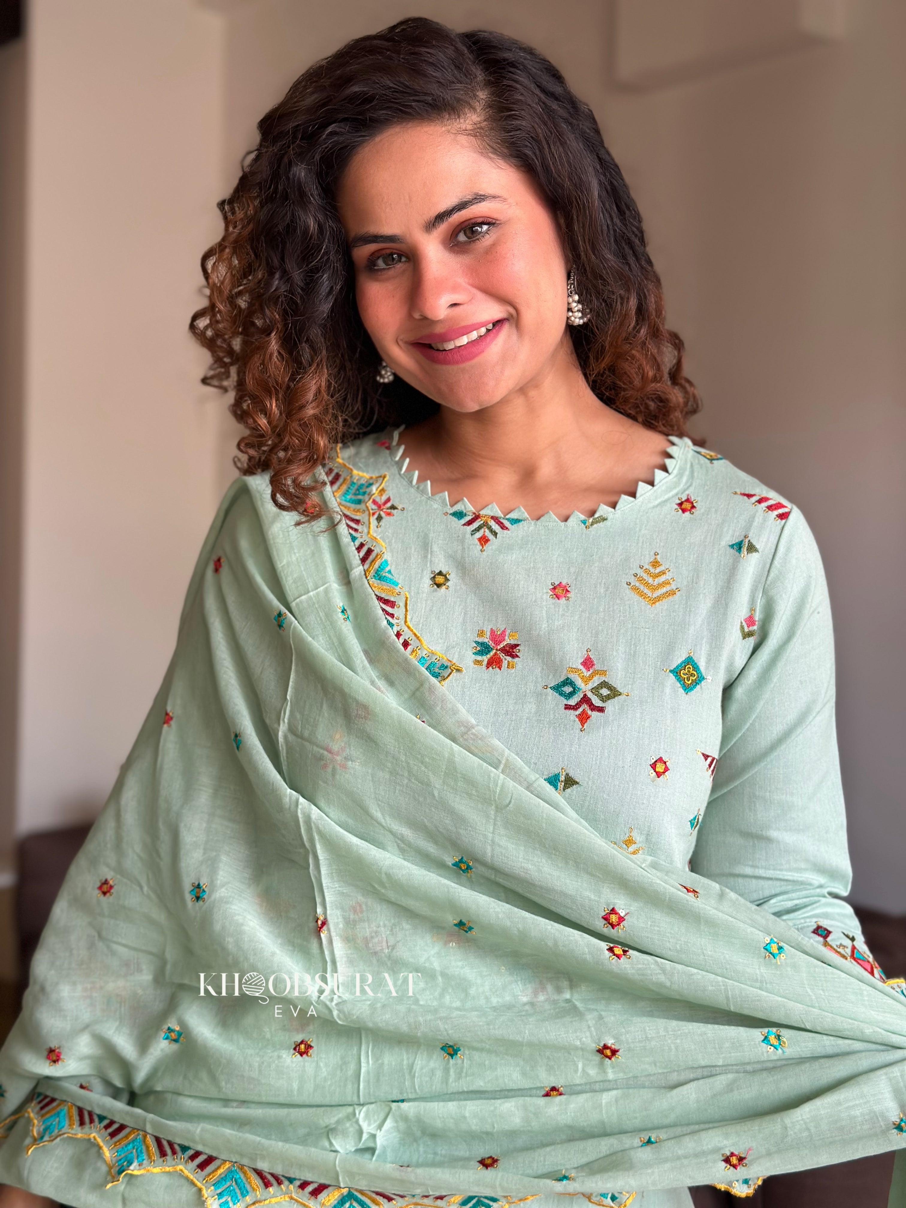 Elegant Sage Green Embroidered Women's Suit Set - Formal Office Wear & Special Occasion Outfit