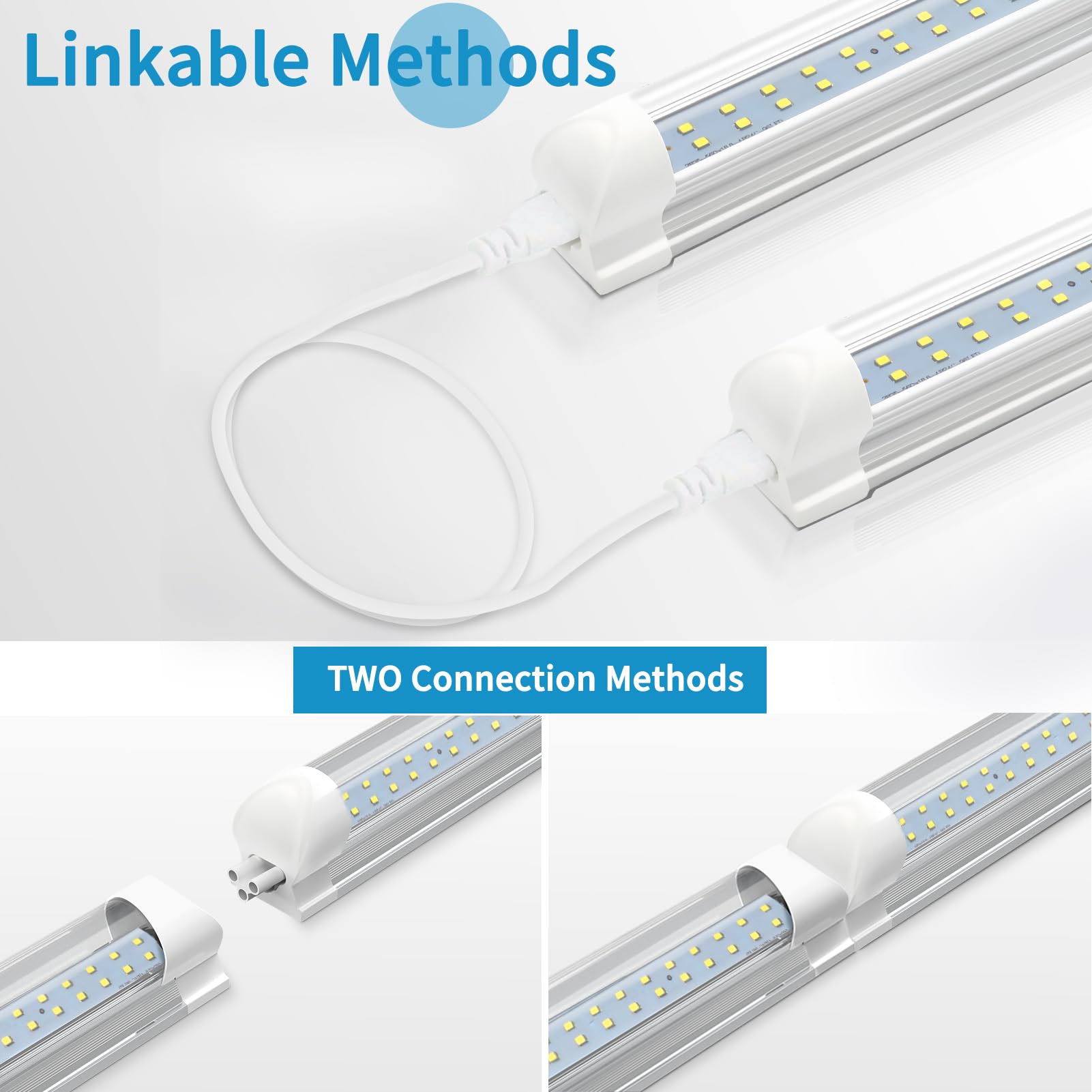 SHOPLED 8FT LED Shop Light - 72W 9360LM 6000K Cool White Ceiling Fixture, T8 LED Tube Light for Garage, Warehouse & Workshop (4 Pack) - Bright Lighting Solution for Industrial Spaces & Home Garages