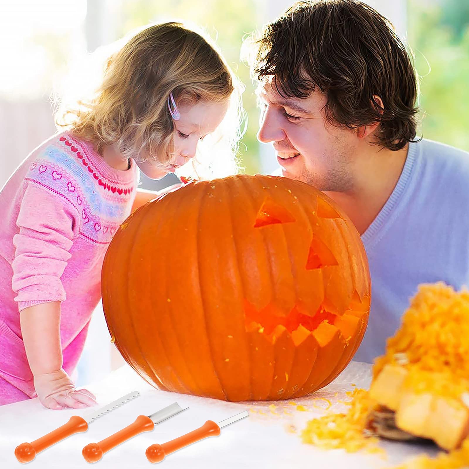 Premium Pumpkin Carving Kit - 12-Piece Halloween Sculpting Tools Set with T-Shaped Cutter, Scraper & Stencils for Professional Jack-O-Lantern Designs | Durable Plastic Pumpkin Cutting Tools for Halloween Decorations & Fall Crafts