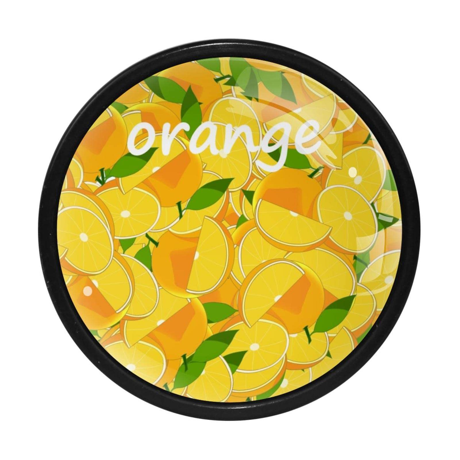 4 Pack 1.3 Inch Round Orange Fruit Cabinet Knobs - Drawer Pulls for Kitchen Cabinets, Dressers & Furniture Hardware - Perfect for Home Decor, DIY Projects & Cabinet Upgrades