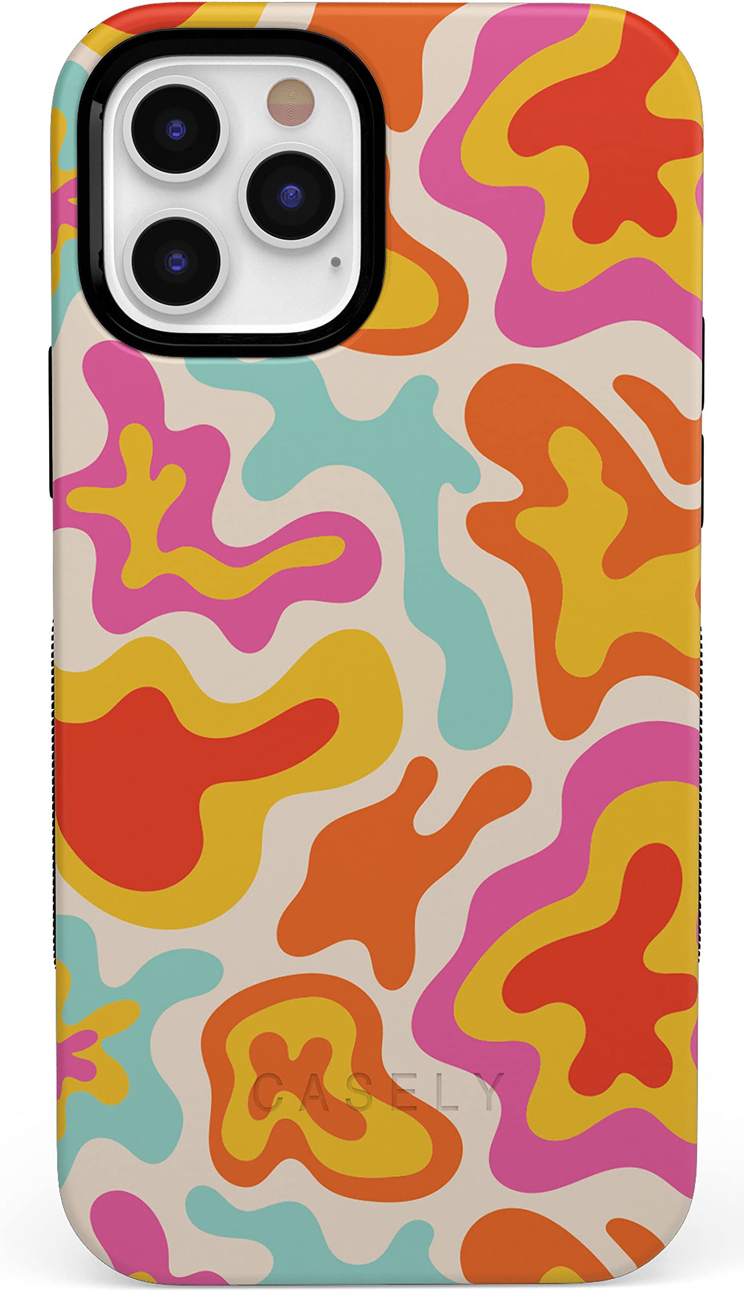 Casely iPhone 12/12 Pro Case - Colorful Tropical Abstract Retro Design with MagSafe Compatibility | Shockproof Protective Phone Cover for Women | Perfect for Everyday Use, Travel & Outdoor Activities