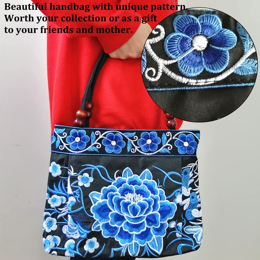 Vintage Embroidered Floral Women's Handbag - Boho Hobo Tote & Ethnic Shoulder Purse for Casual Outings, Travel, and Everyday Use