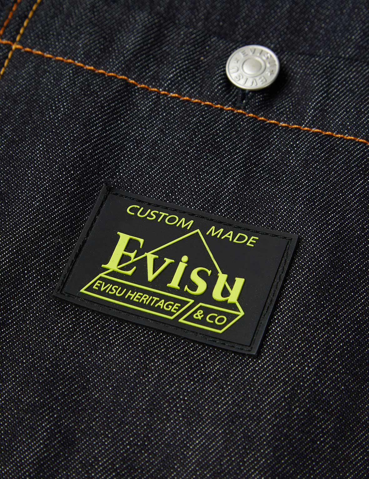 EVISU x Jean Michel Basquiat Untitled Denim Shirt Jacket - Vintage Streetwear Fashion for Men & Women | Perfect for Casual Outfits, Music Festivals & Urban Style