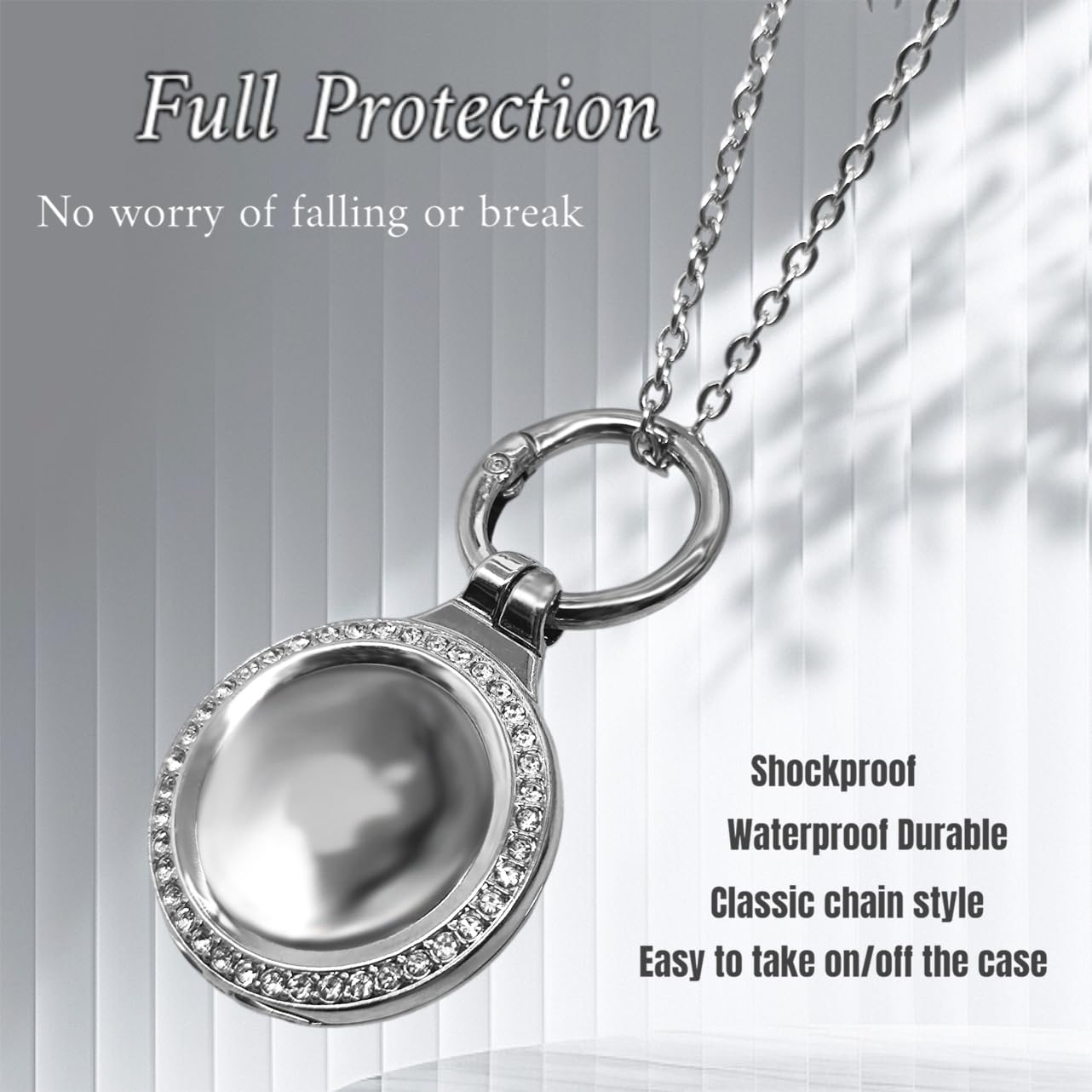 Airtag Necklace for Women & Men - Silver GPS Tracker Jewelry for Travel & Safety