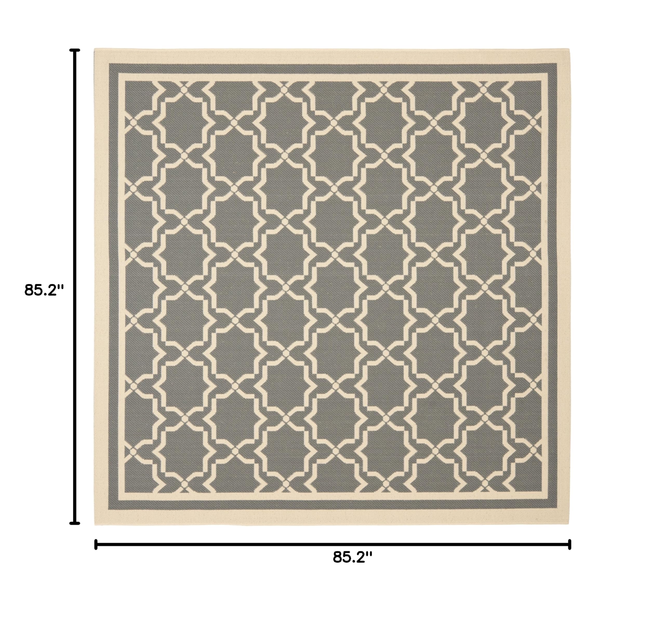 SAFAVIEH Courtyard Collection 7'1 Square Indoor/Outdoor Area Rug - Anthracite & Beige Non-Shedding Washable Rug for Patio, Backyard, Mudroom, Living Room & Bedroom (CY6916-246) - Perfect for Home Decor & High Traffic Areas