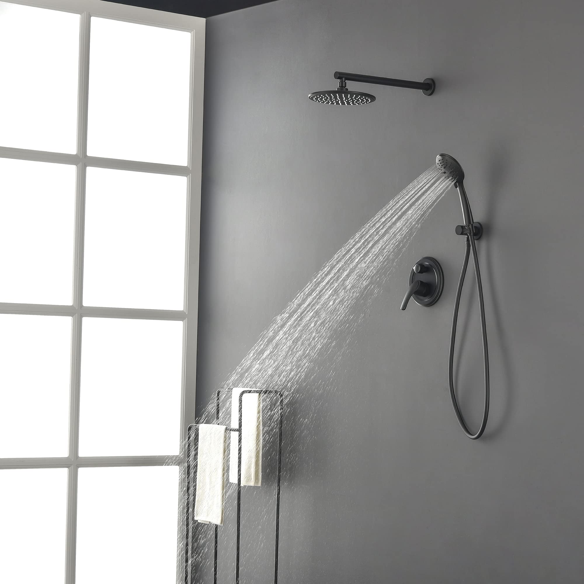 SHAMANDA Matte Black Wall Mounted Shower System - High Pressure 9