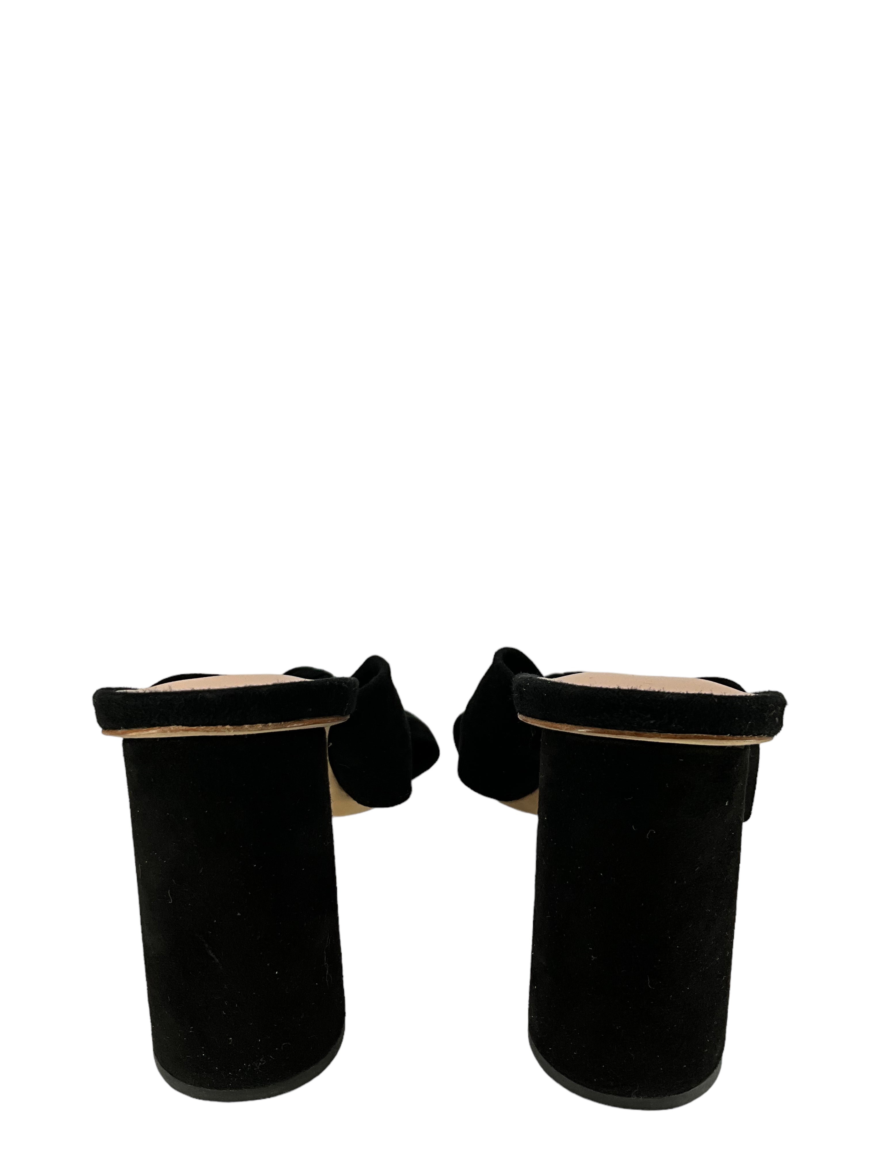 Loeffler Randall Black Suede Bow Sandals Women's Size 7.5 | Elegant Summer Wedding & Party Shoes for Women