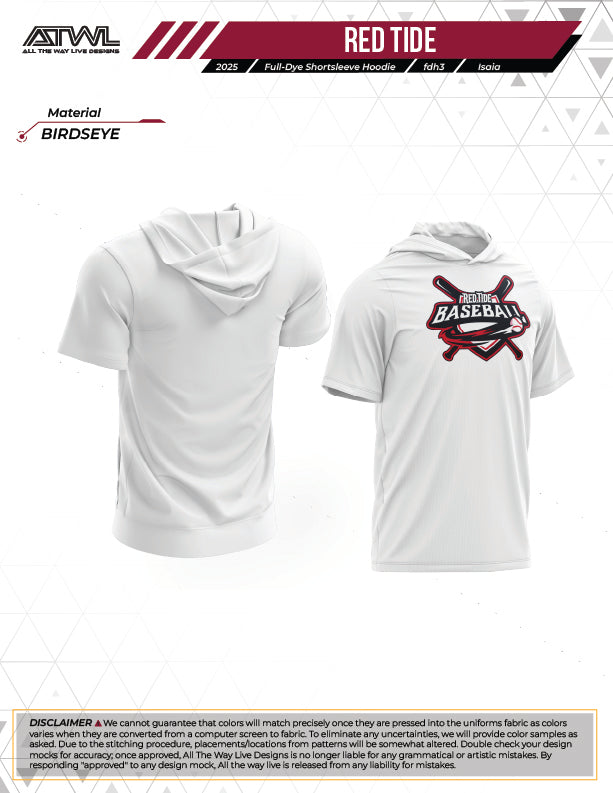 Red Tide Full Dye Hoodie - White | Premium Quality Men's & Women's Pullover Sweatshirt | Streetwear Fashion for Casual Wear & Outdoor Activities