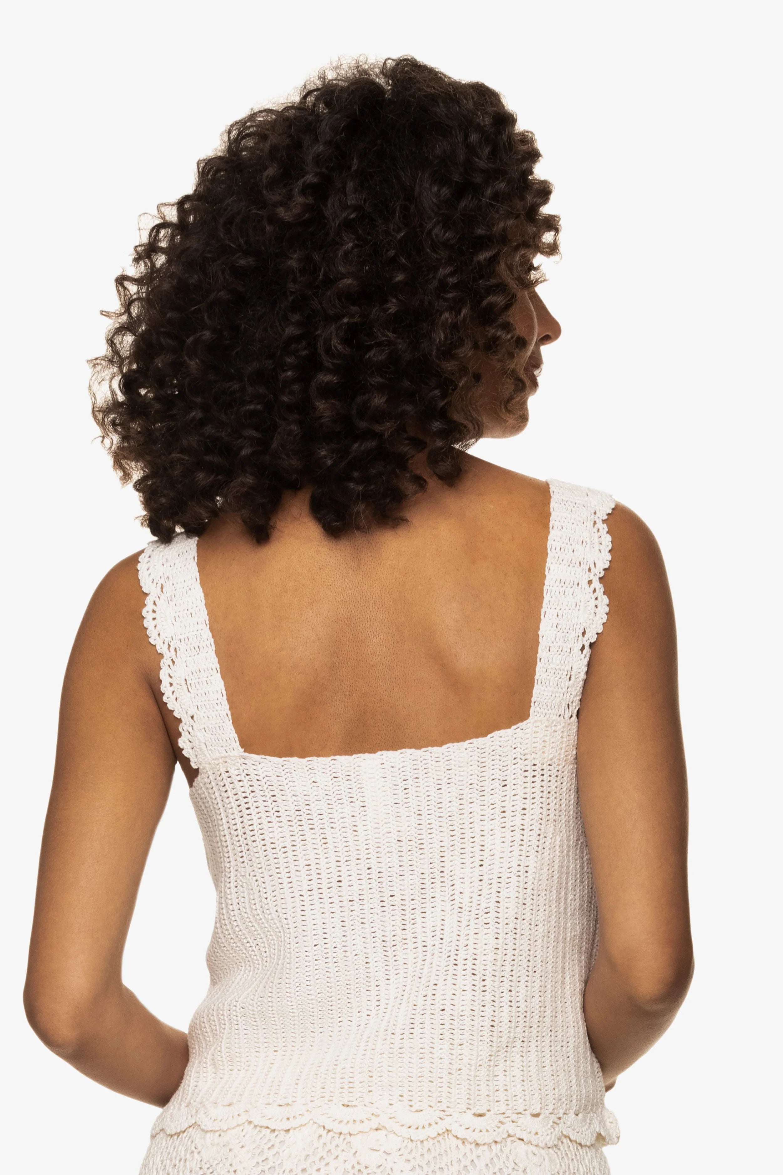 Scallop Crochet Tank Top - Ivory Summer Beachwear for Women | Perfect for Vacation, Boho Outfits & Casual Wear
