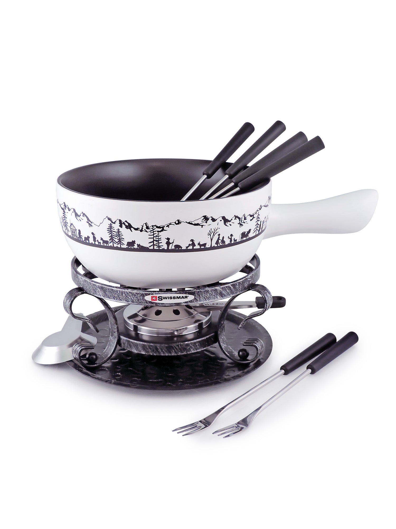 Premium Heidi Ceramic Fondue Set - 8-Piece Electric Cheese & Chocolate Fondue Pot with 6 Forks - Perfect for Romantic Dinners, Parties & Family Gatherings