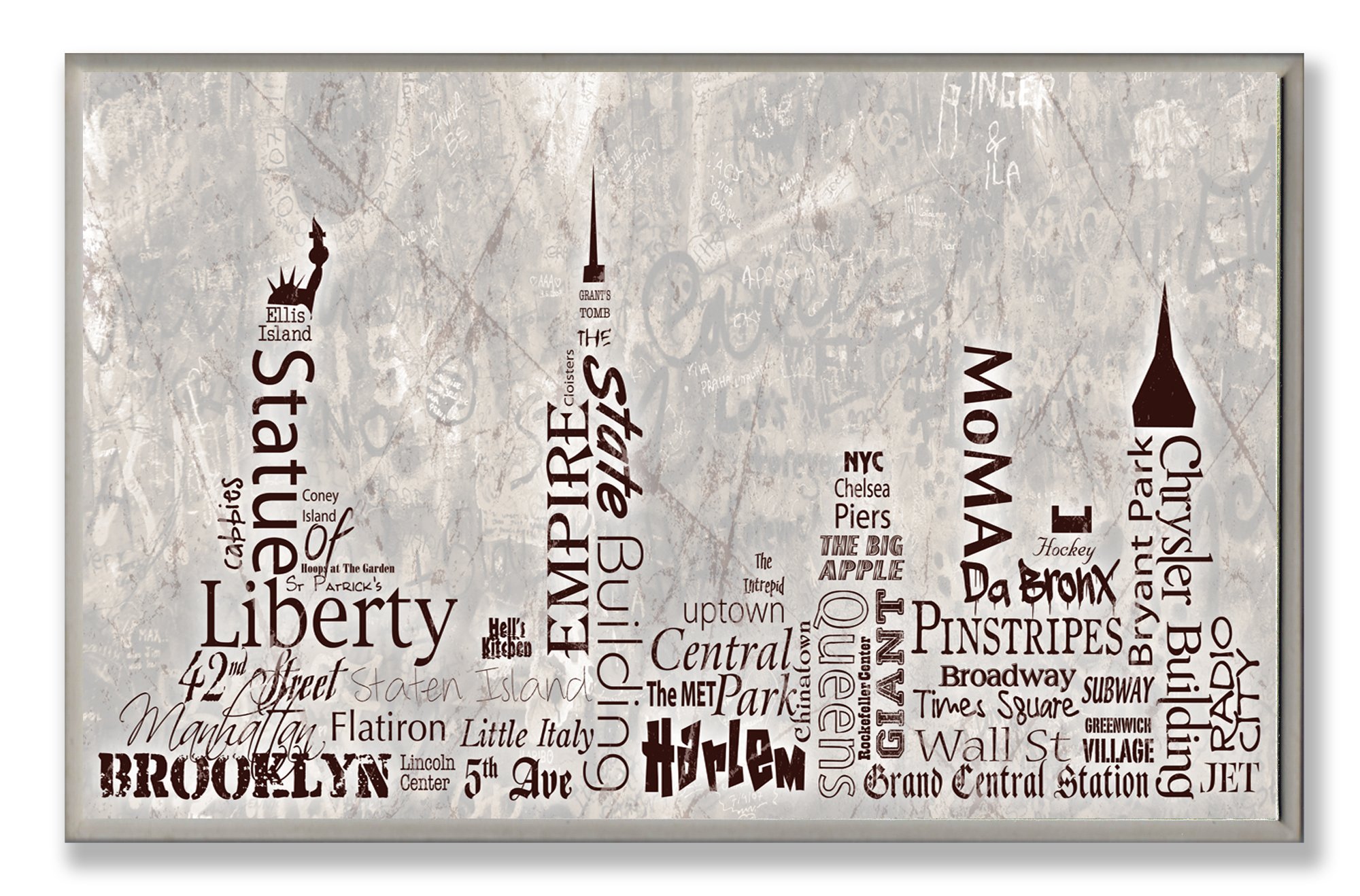 Stupell Home Decor NY Skyline Typography Wall Plaque - Modern Urban Art for Living Room, Office & Apartment Decor
