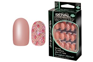 Royal Glue On Nail Tips - English Rose Style False Nails | Long Lasting Acrylic Nails for Women | Perfect for Weddings, Parties & Special Occasions
