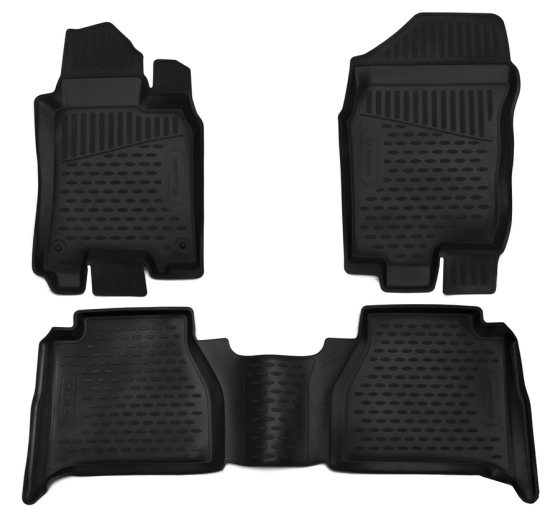 Custom 3D Floor Mats for Nissan Navara NP300 Dual Cab D23 (2015-Present) - Premium Rubber Front & Rear Set (3-Piece, Black) - Perfect for All-Weather Protection & Interior Style