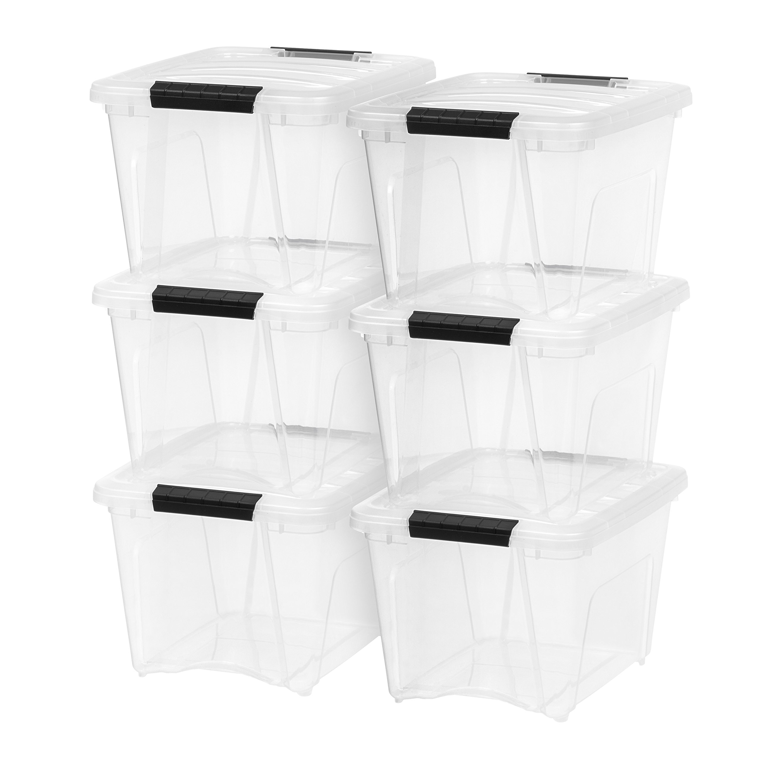 19 Quart Clear Plastic Storage Bins with Pearl Lids - Set of 12 for Home Organization, Pantry, Closet & Office Supplies | Stackable & Durable Storage Containers