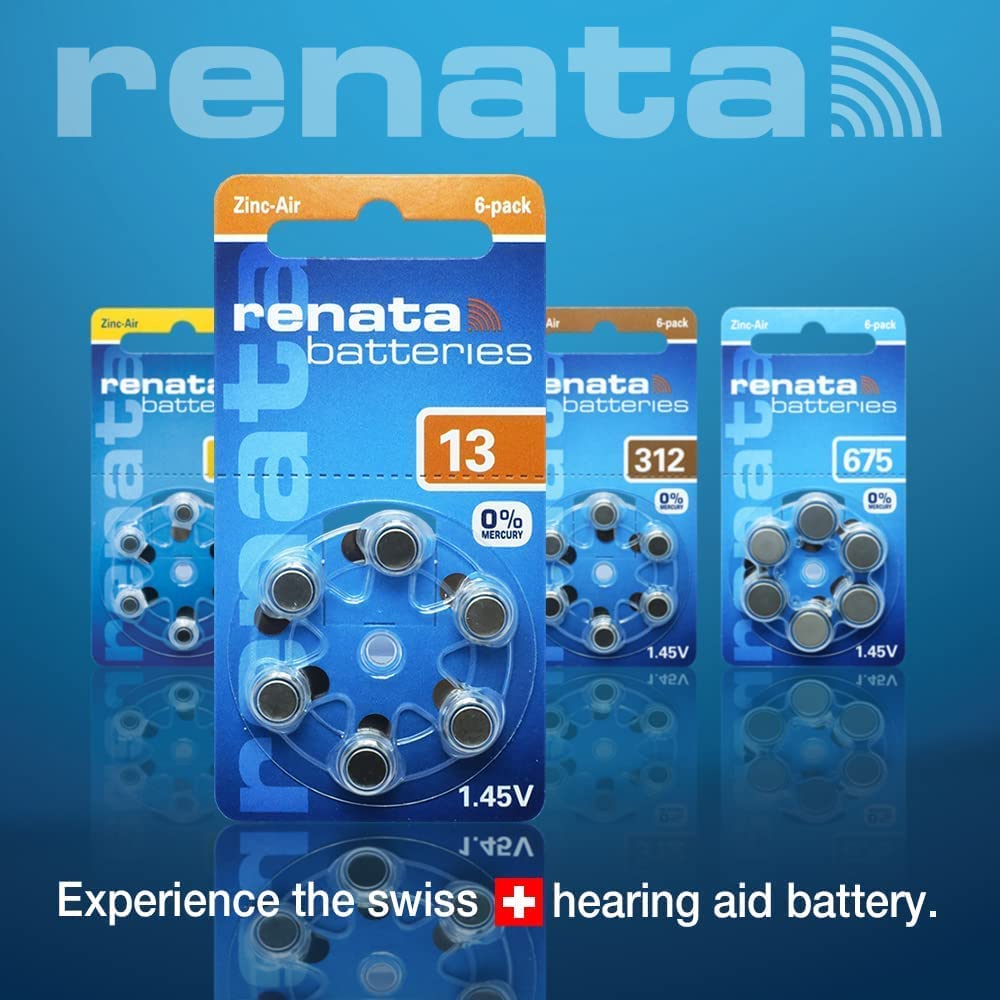 Renata Swiss Made Size 13 Batteries - 10 Packs (60 Batteries Total) - Perfect for Watches, Calculators & Medical Devices