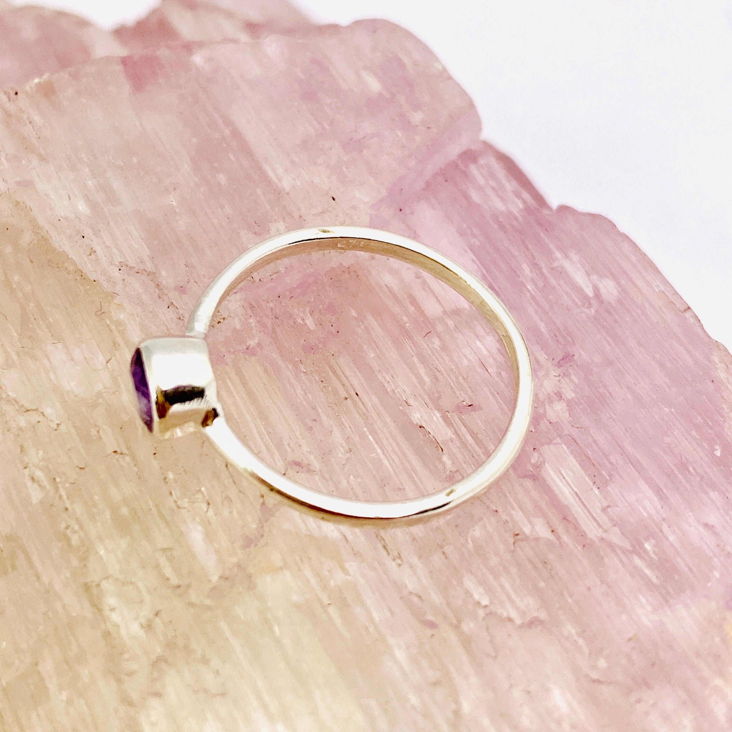 Amethyst Round Faceted Fine Band Ring R3754 AM - Elegant Purple Gemstone Jewelry for Women, Perfect for Weddings, Anniversaries & Special Occasions
