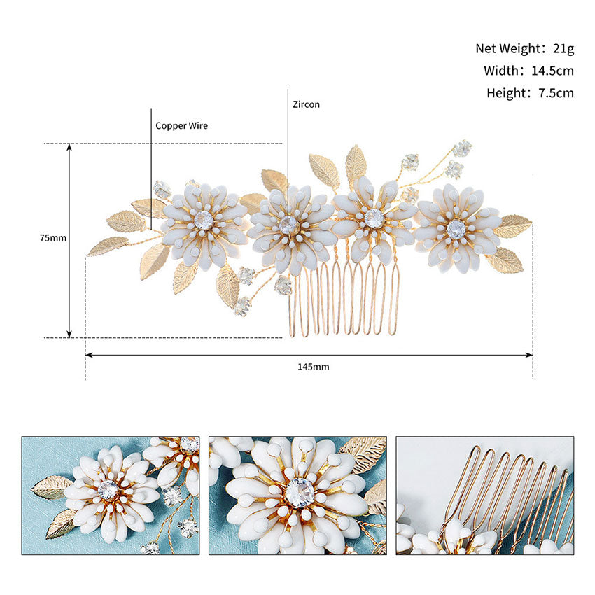 Baroque Flower Leaf Bridal Hair Comb - Vintage Wedding Hair Accessory for Brides, Bridesmaids, and Special Occasions