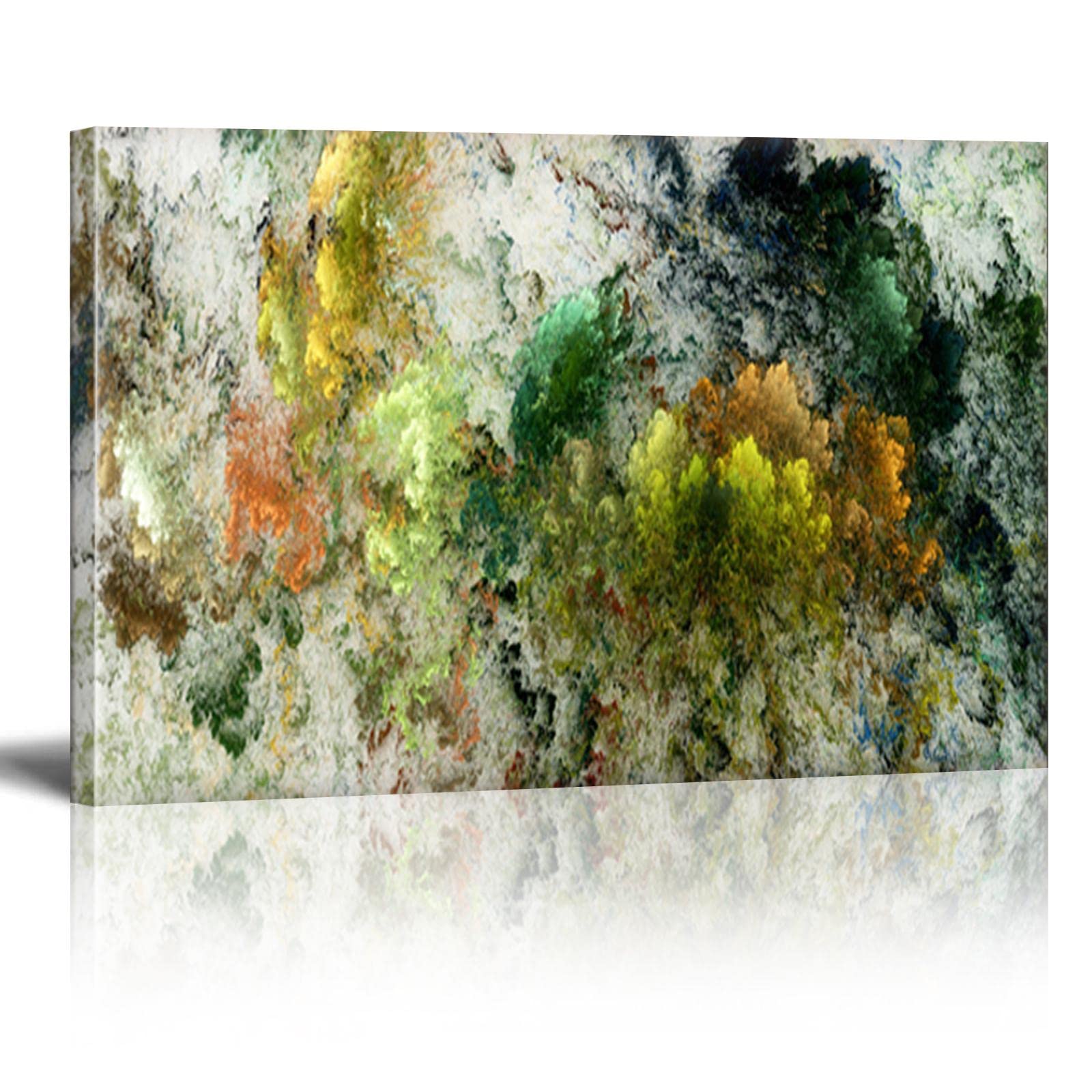 Large Abstract Nordic Green Landscape Canvas Wall Art - Framed Ready to Hang Painting for Living Room, Bedroom, Office Decor (60x120cm/24×47 Inches) | Modern Home & Interior Design